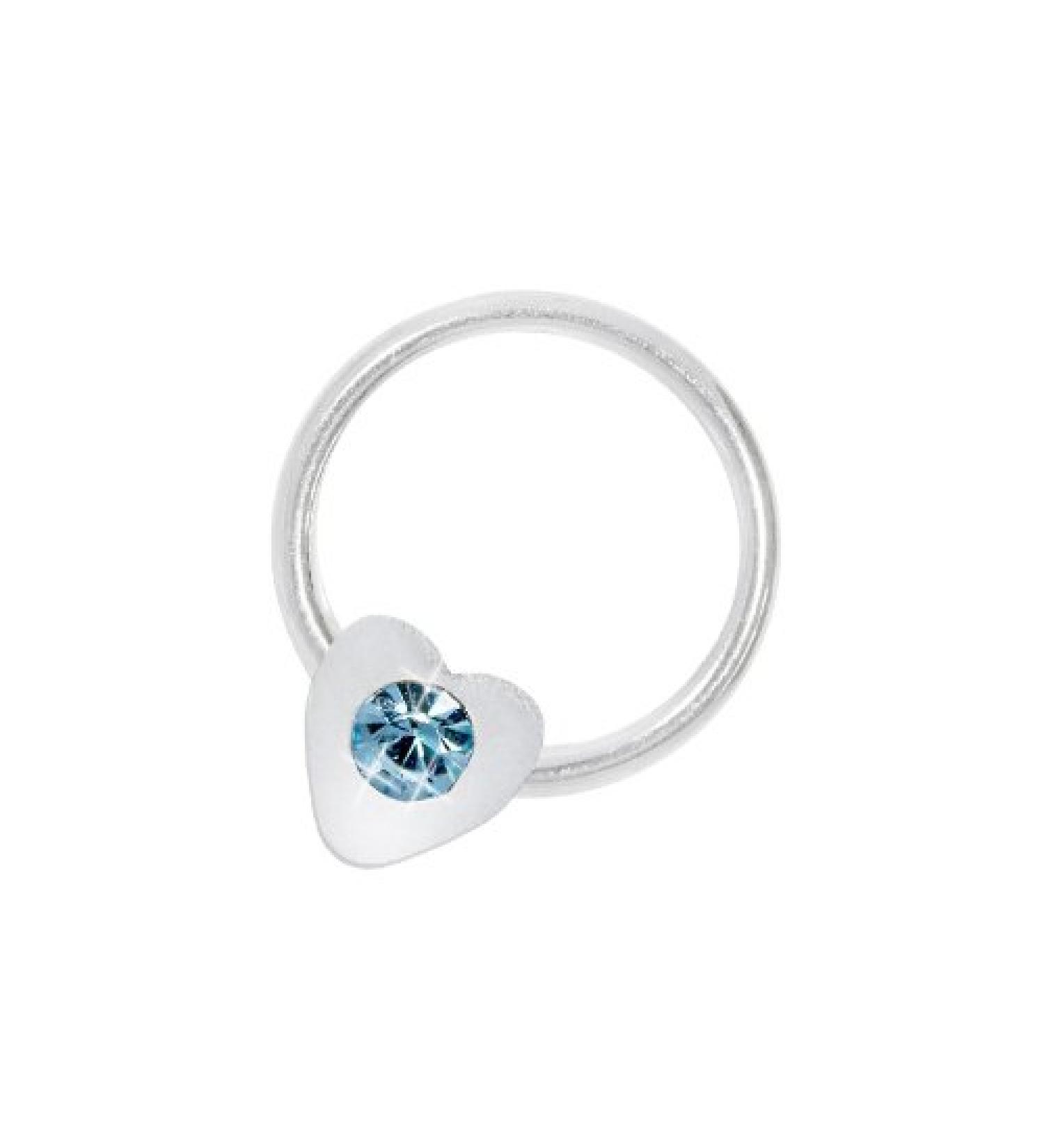 Nail Piercing Heart Silver With Stone Turquoise - 925 Sterling Silver - Nailart Finger Foot