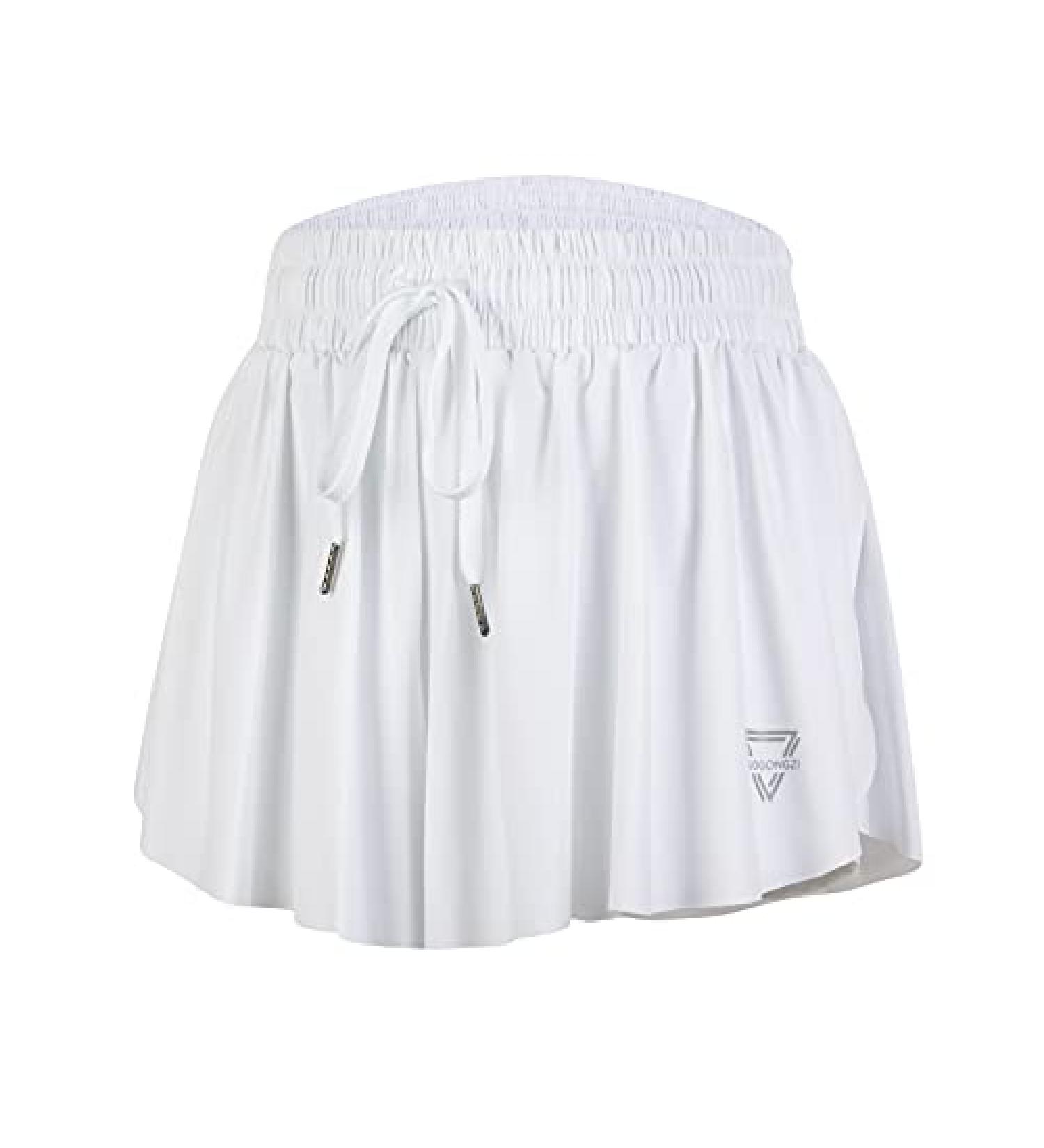 DIASHINY Pantaloncini 2 In 1 Donna Running Yoga Palestra - Con Gonna E Fusellino In Spandex