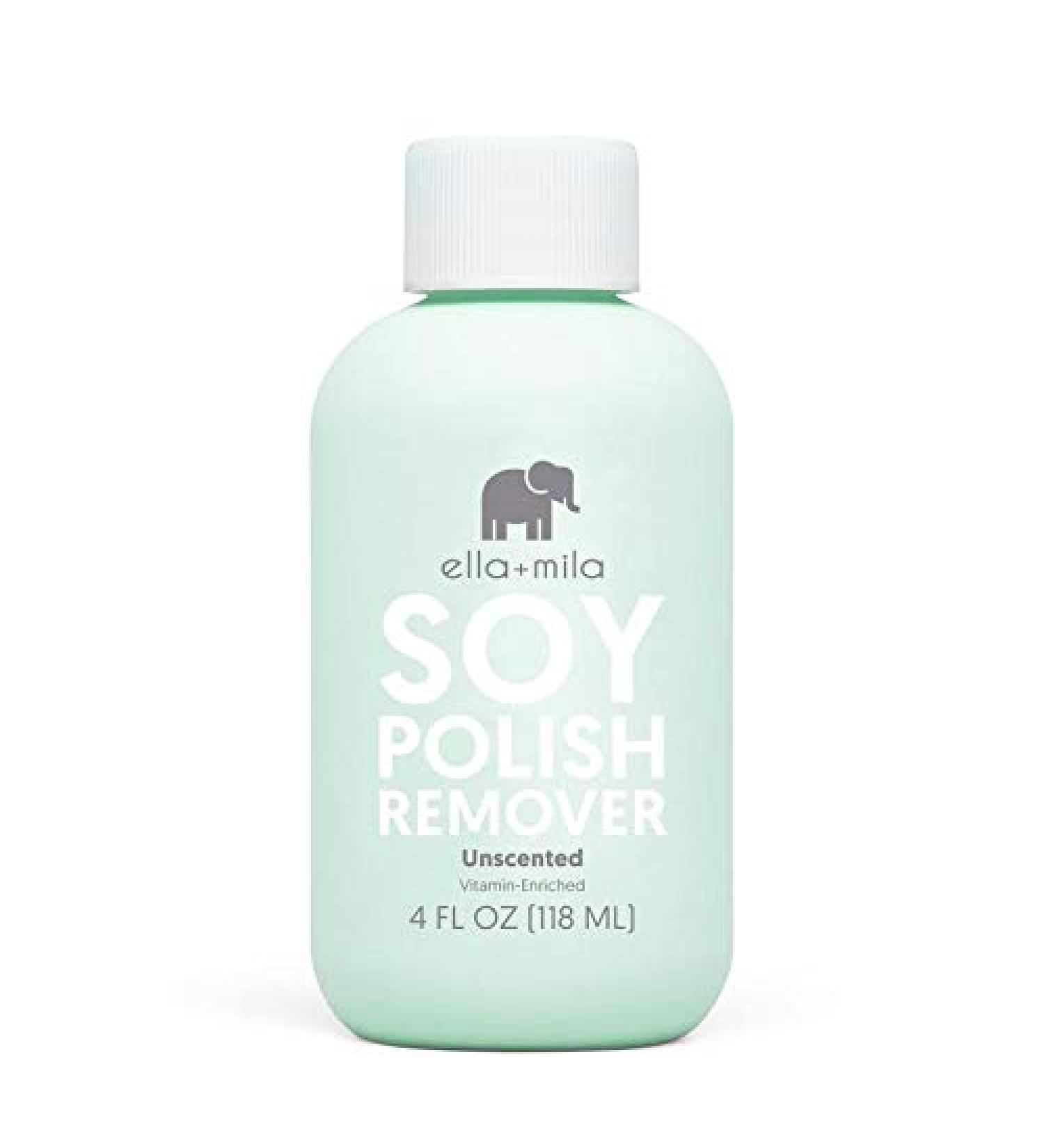ella+mila Soy Non-Acetone Nail Polish Remover - Non-Toxic, Unscented Formula Enriched with Vitamins A, C & E - 4 fl oz - Buy Online on GoSupps.com
