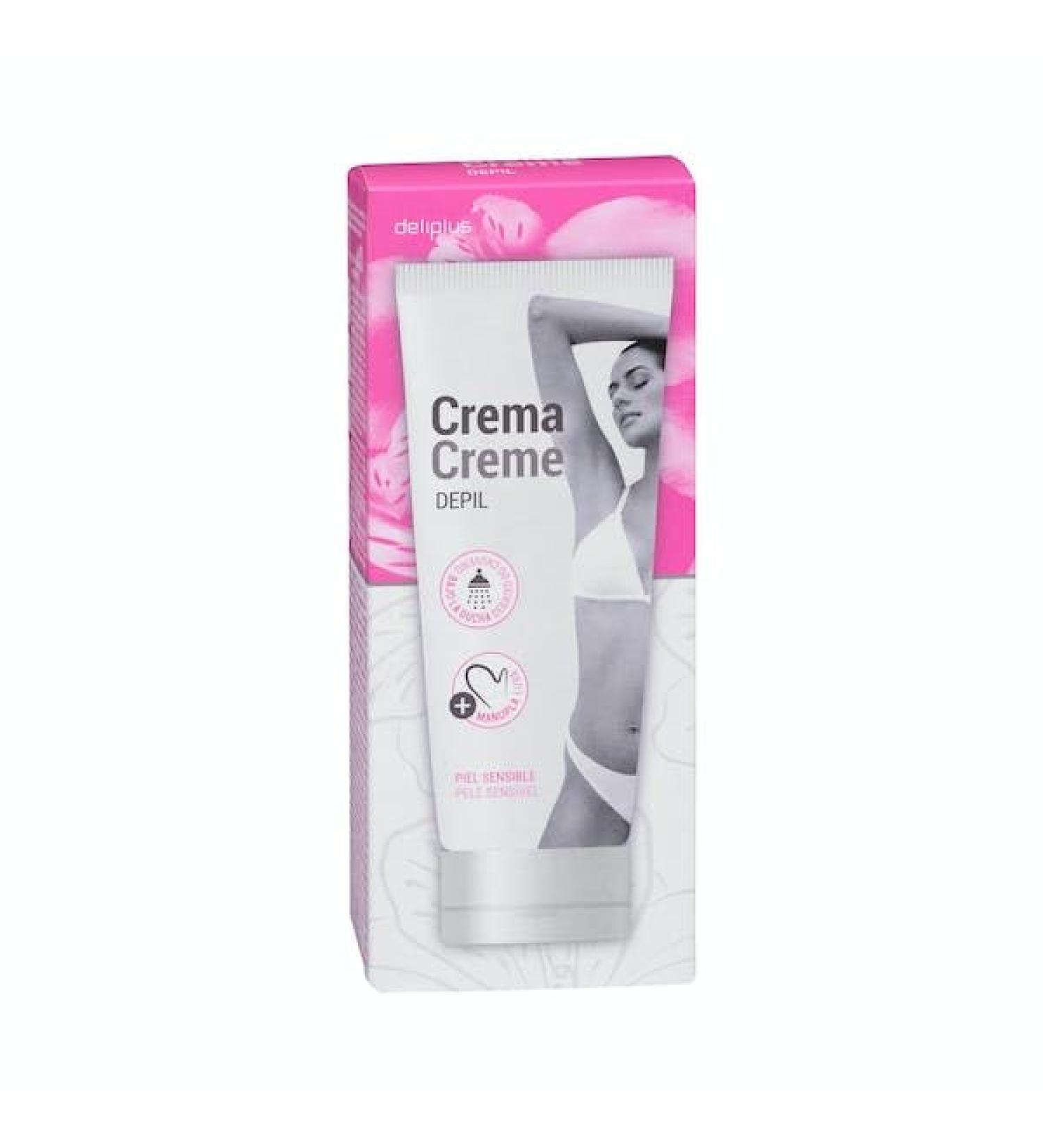 Cr me d pilatoire femme pour le corps Deliplus peau sensible sous la douche comprend une mitaine.
