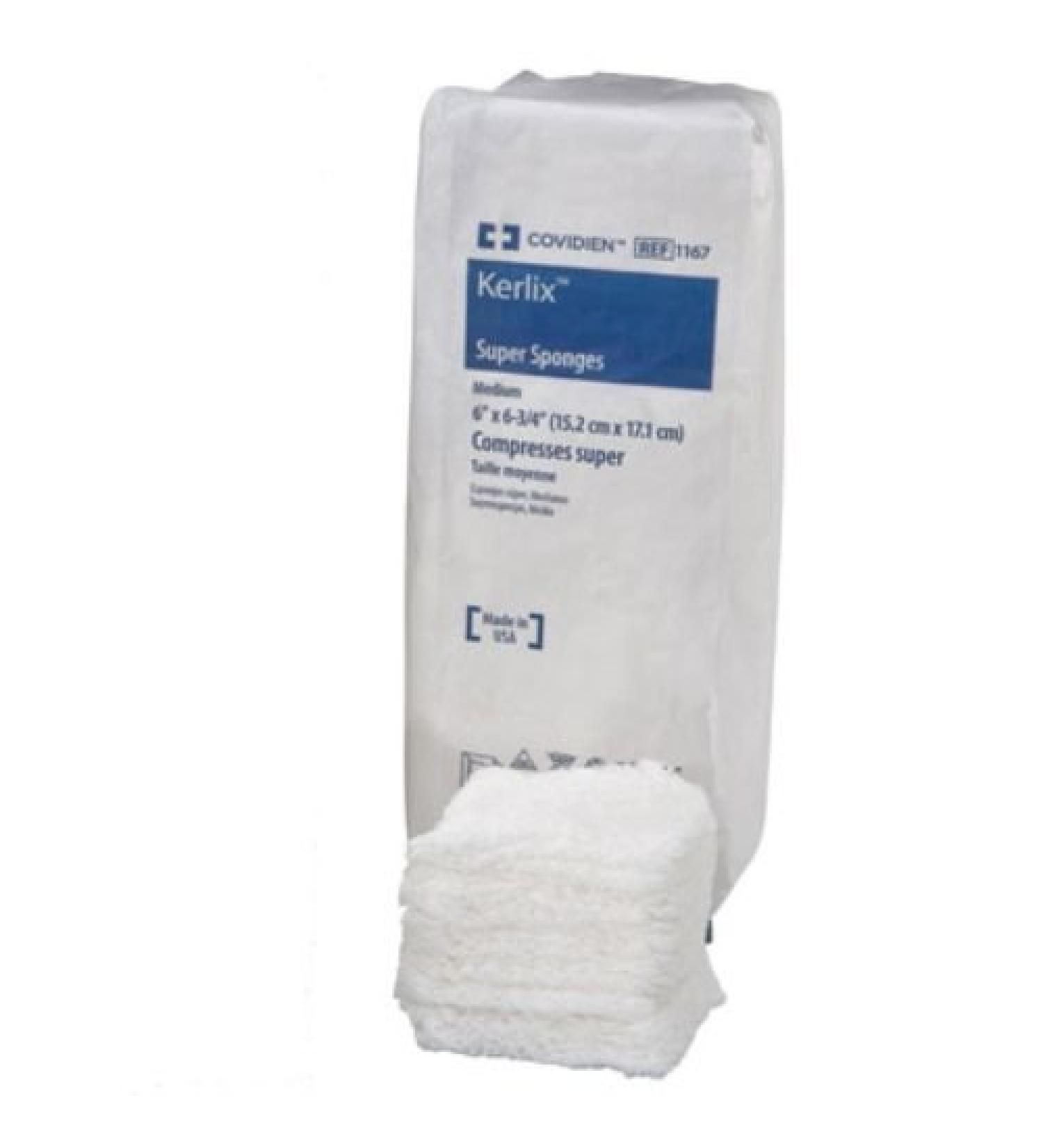 Covidien 1167 Kerlix Super Sponges Medium 6" x 6-3/4" Size (Pack of 600)
