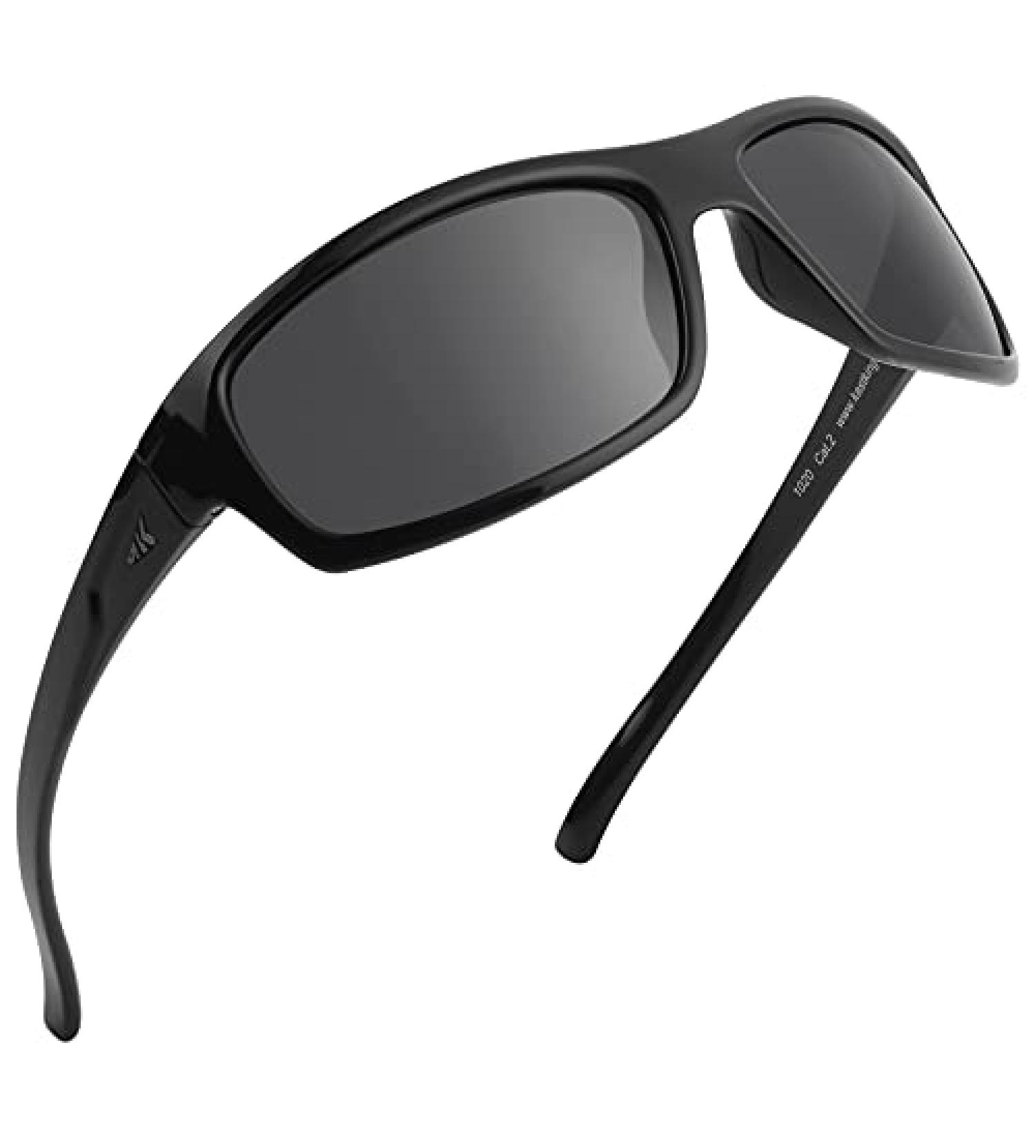 KastKing Kateel Polarized Sport Sunglasses - UV Protection for Driving, Fishing, Cycling, Running - Gloss Black/Smoke Lens - Buy Online on GoSupps.com