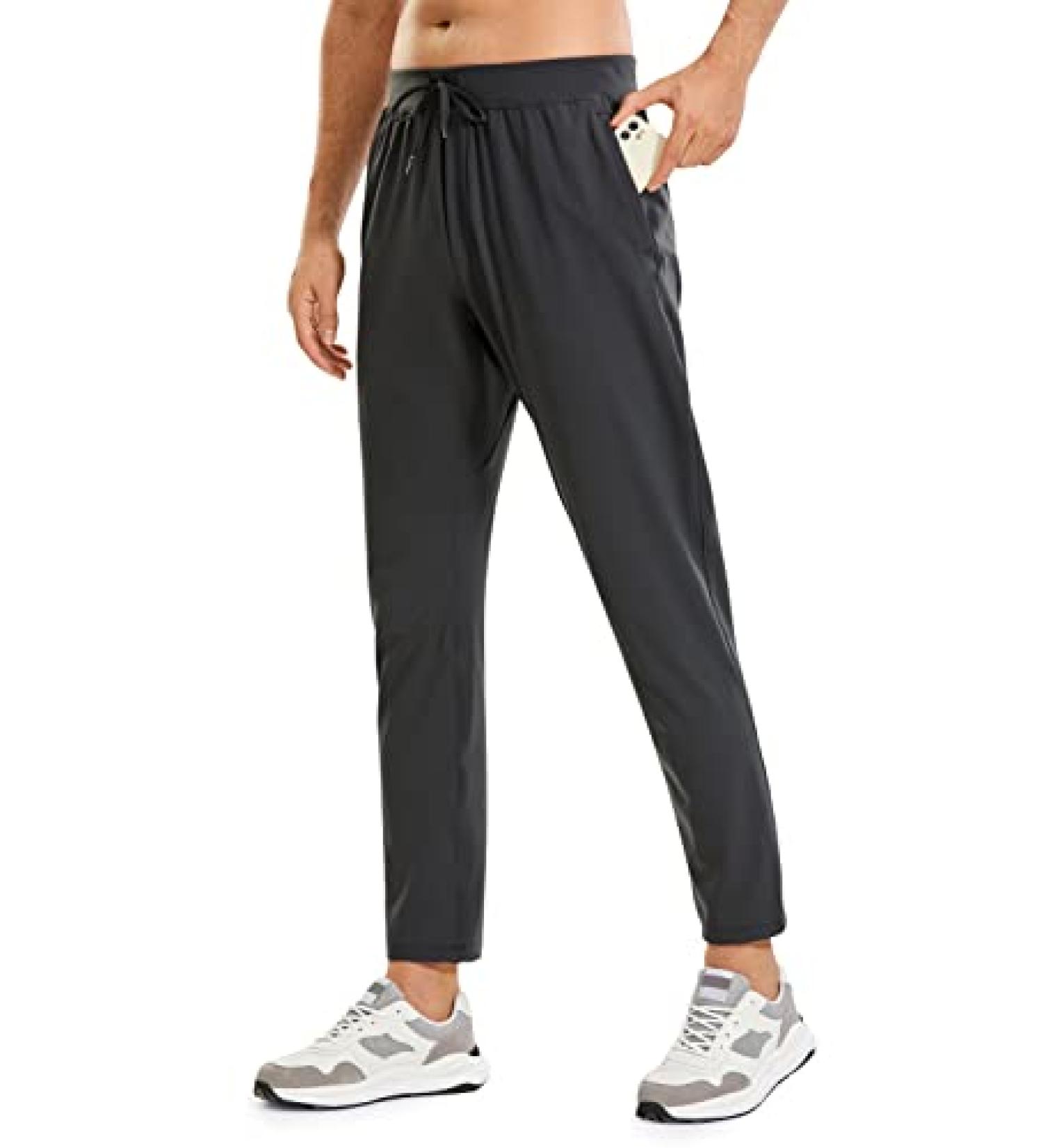 CRZ YOGA Men's 4-Way Stretch Athletic Pants | Comfy Track Hiking Golf Gym Joggers | Large Ink Gray - Buy Online on GoSupps.com