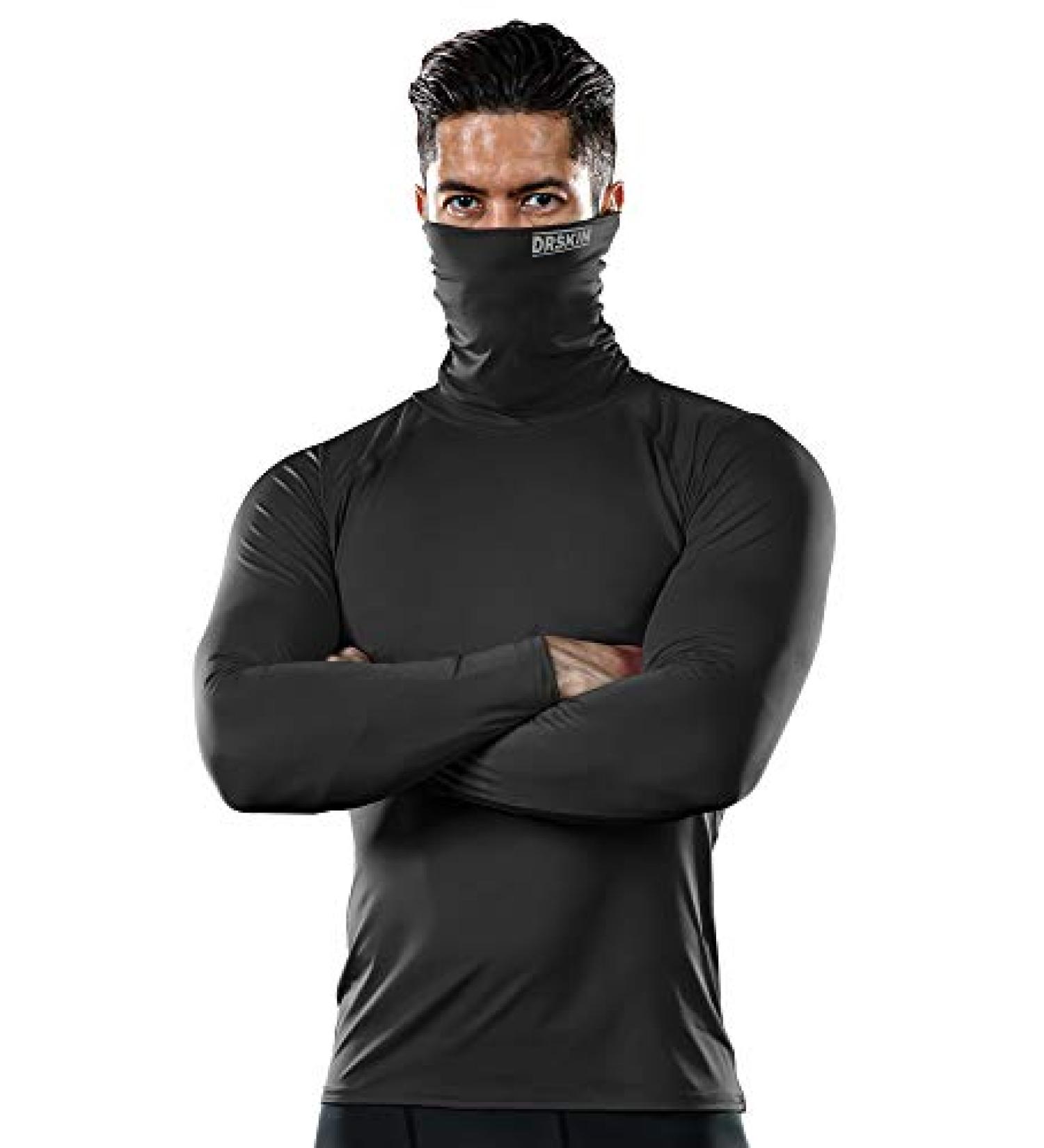 DRSKIN Men's Turtleneck Compression Shirt Top - Long Sleeve Baselayer for Running - X-Large - Buy Online on GoSupps.com