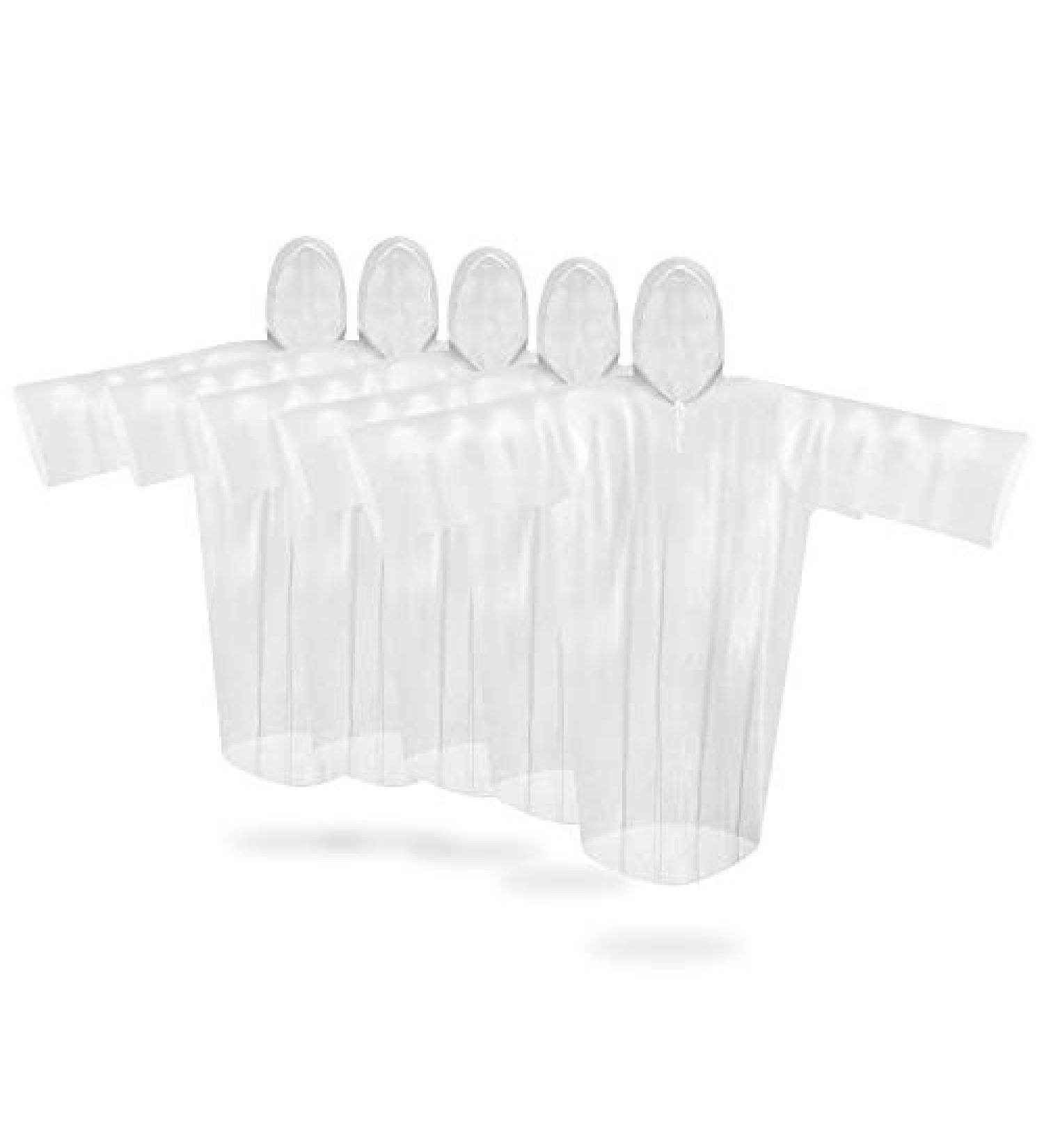 Saiweynee Transparent Disposable Rain Ponchos for Adults - Pack of 5 | Waterproof Emergency Gear for Outdoor Activities and Theme Park Visits - Buy Online on GoSupps.com