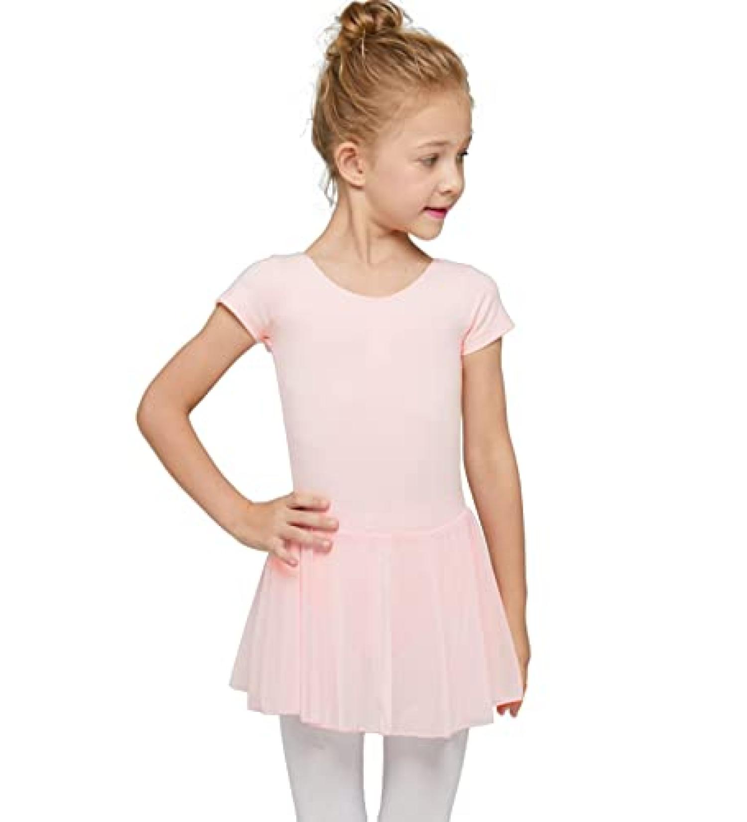 Mecceos Ballet Leotards for Girls Toddler Dance | Short/Long Sleeve Skirt Ballerina Outfits 6-8 Years | Z6_Ballet Pink - Buy Online on GoSupps.com