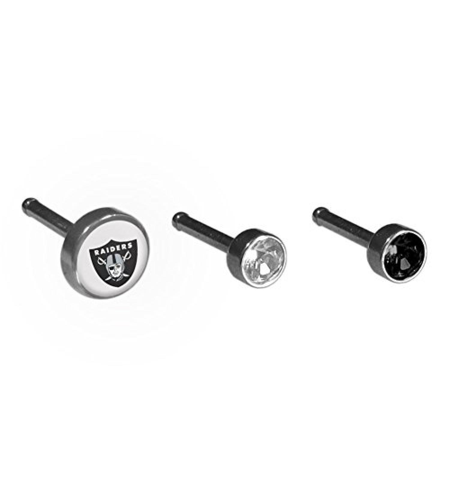 NFL Oakland Raiders Nose Bone Stud Set of 3, Steel
