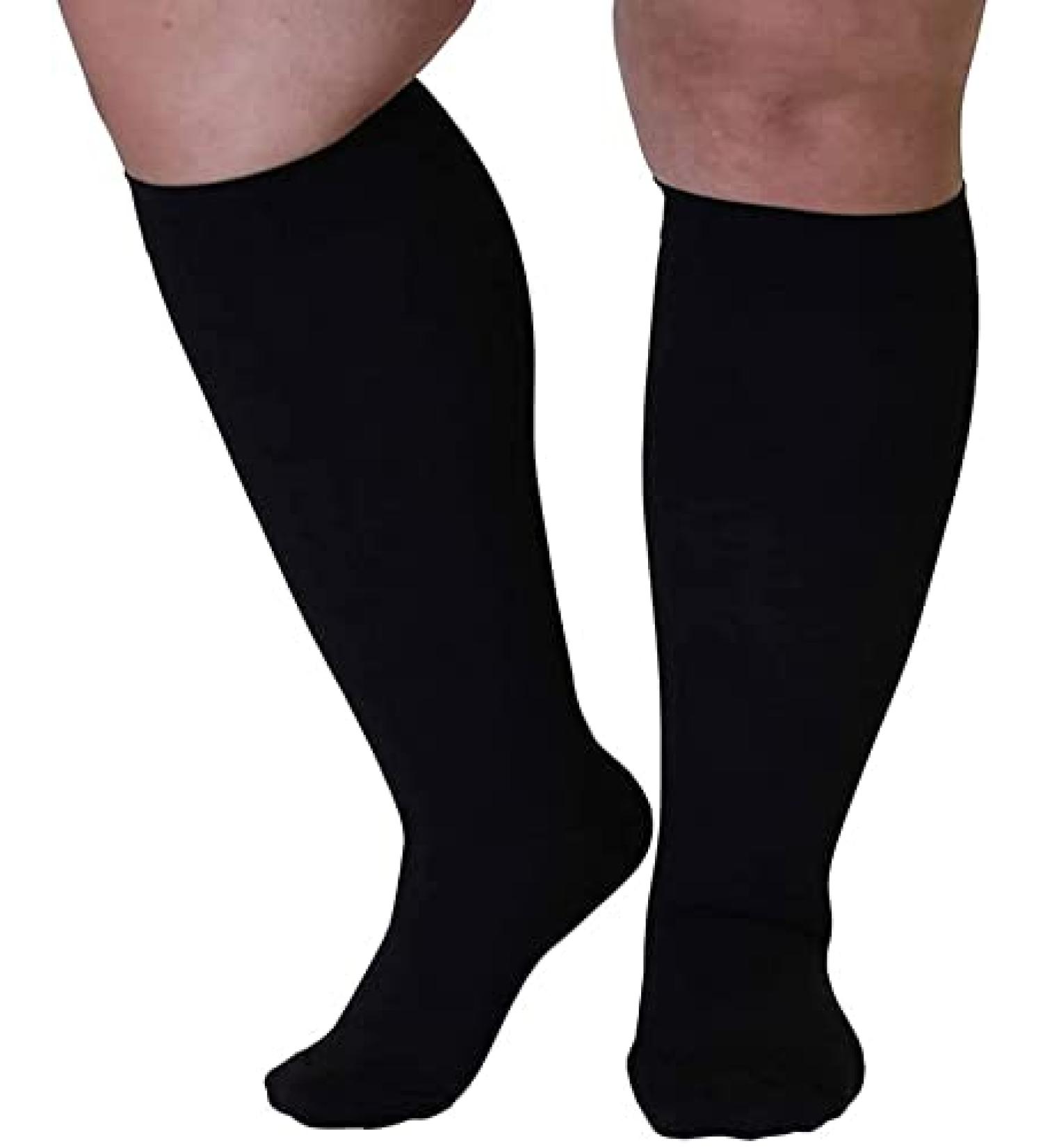 6XL Wide Plus Size Calf Compression Socks 20-32 mmHg for Men and Women - Black, Knee High for Nursing, Athletic, Travel, Flight, Shin Splints - Buy Online on GoSupps.com