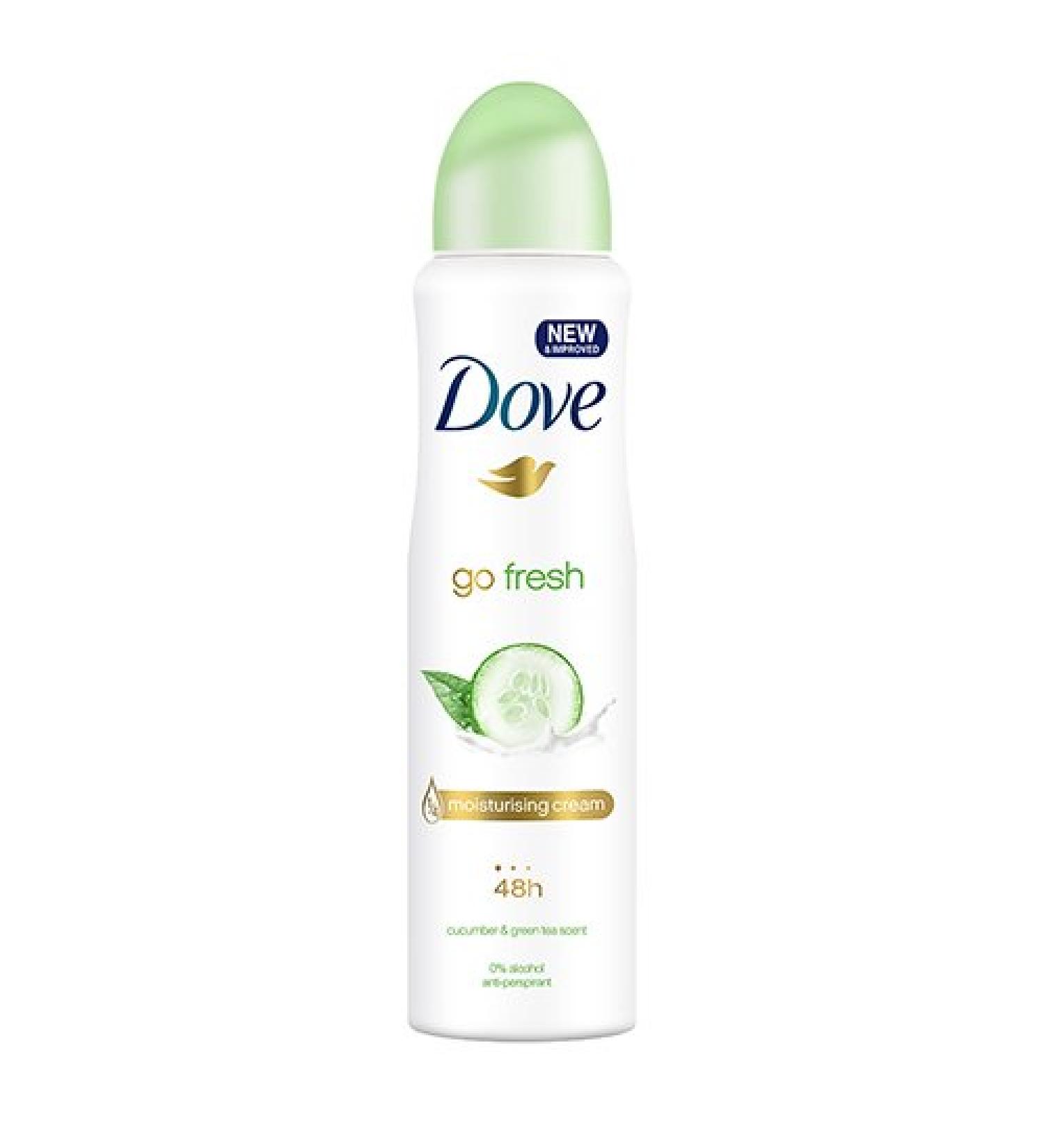 Dove Antiperspirant 48 Hours Body Spray - Go Fresh Cucumber & Green Tea Deodorant 150 ML | International Shipping Available - Buy Online on GoSupps.com