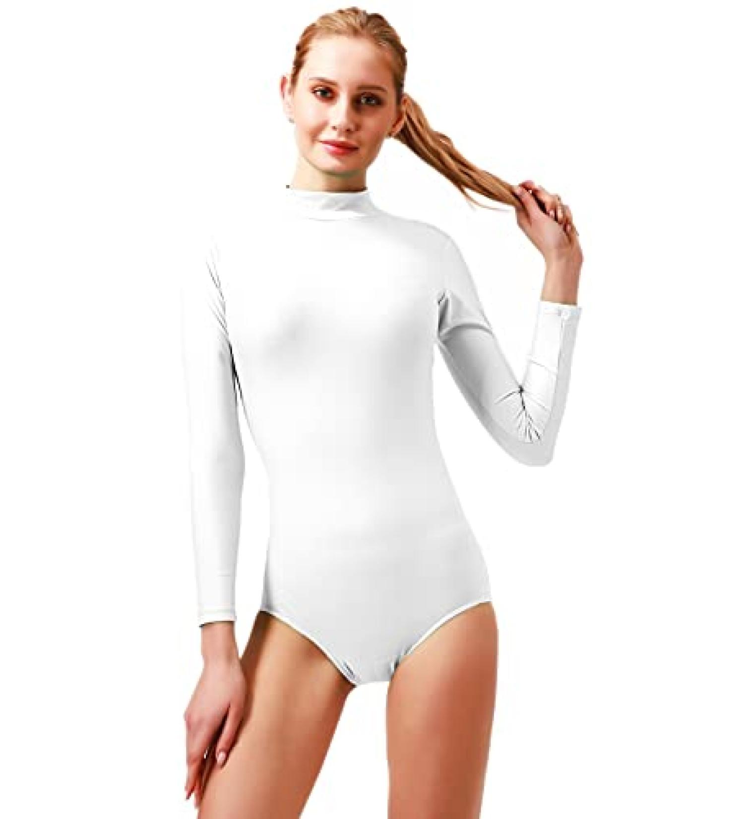 Javly Women's Black Long Sleeve Ballet Leotard - XX-Large White | Dancewear - Buy Online on GoSupps.com