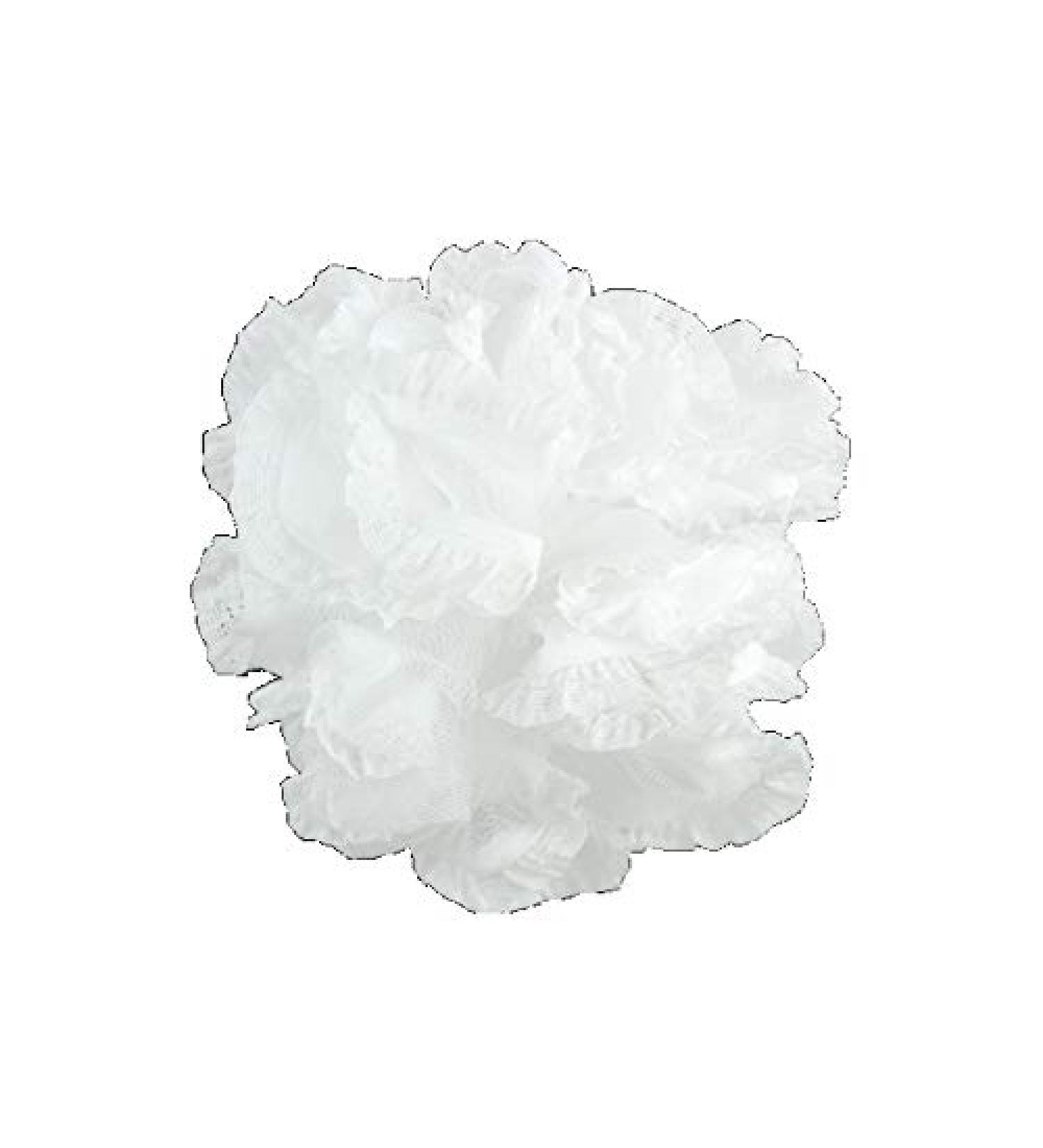 Exfoliating White Bath Ruffle Shower Body Wash Sponge Scrubber Pouf Scrunchie