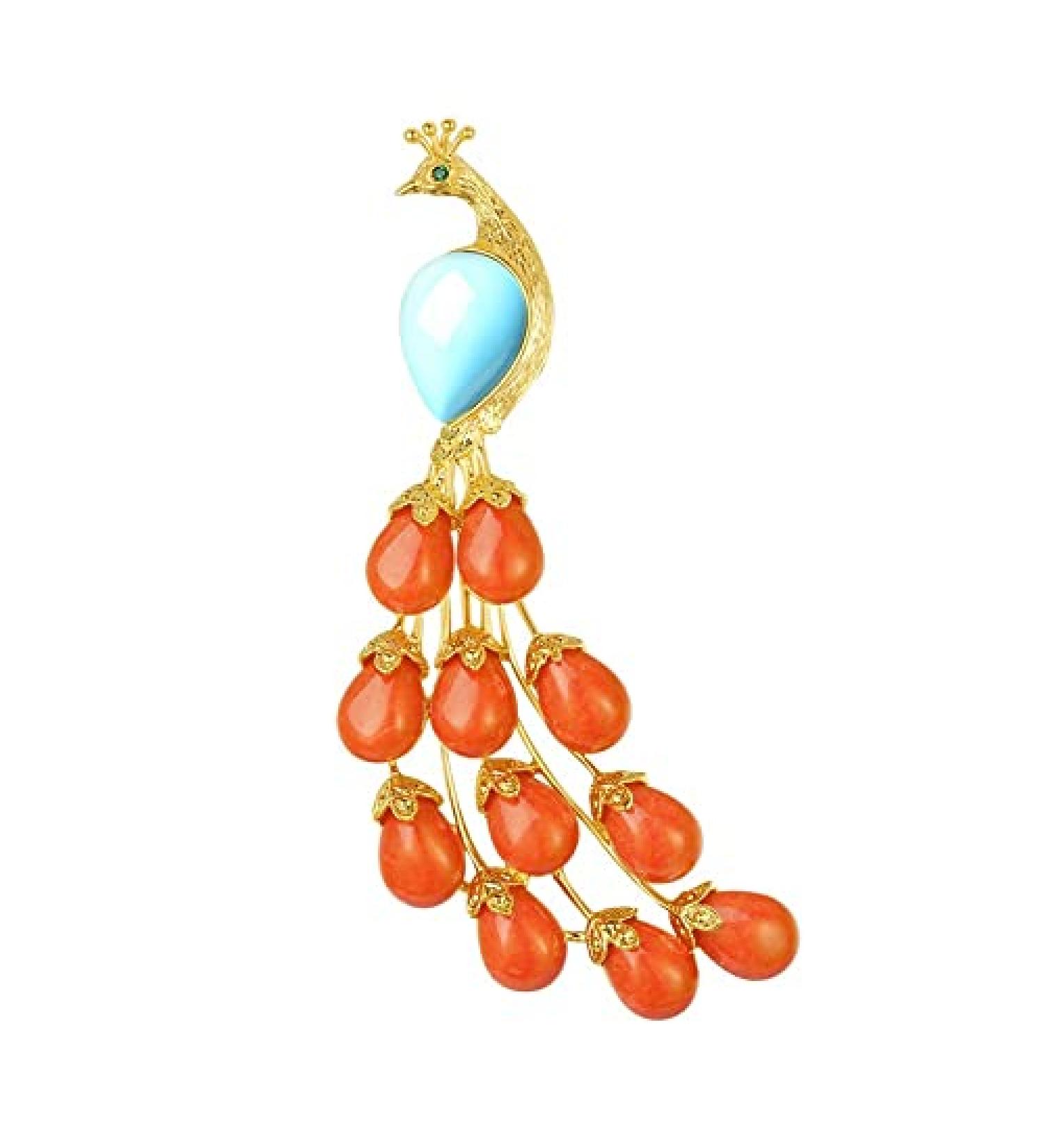 Pin Jewelry Gifts for Women Ladies Fashion Elegant Accessories Red Peacock Shaped Animal Brooch Luxury Wedding Banquet Brooch Accessories Brooches & Pins - Buy Online on GoSupps.com