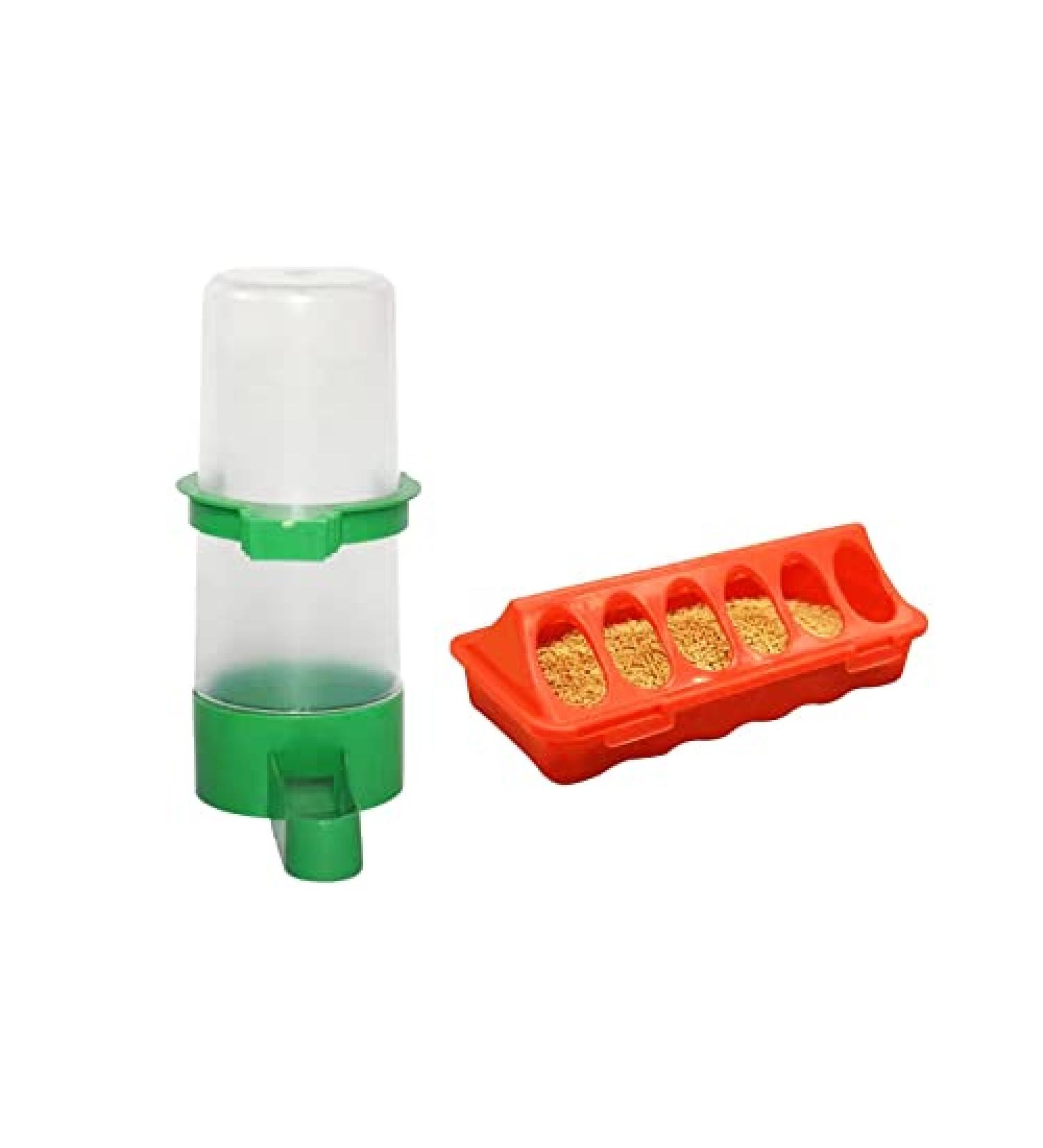 and Water Feeder Set Feed Bucket Duck Feeding Dispenser Bird Watering Bottle Cage Hanging Poultry Waterer for (Large) - Buy Online on GoSupps.com