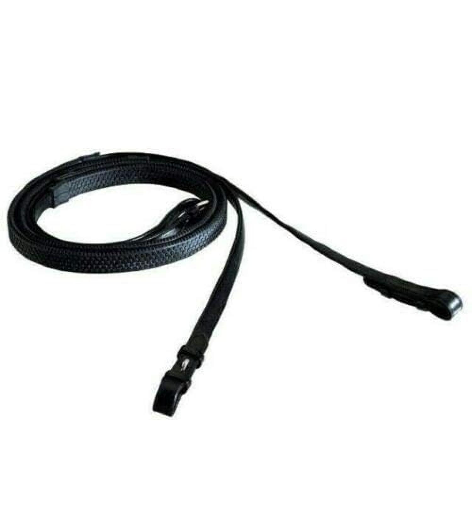 NEW Durable Quality Rubber Reins Black/Brown Horse/Cob/Pony (Pony Black)