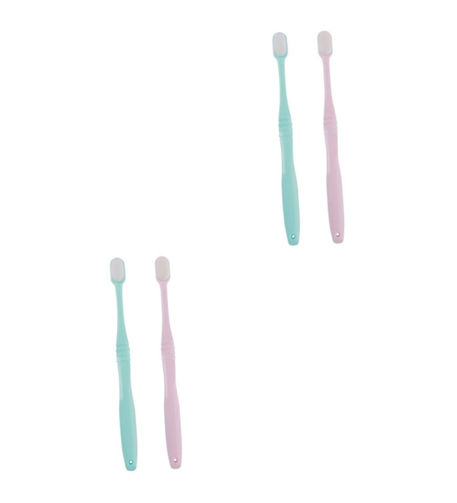 Minkissy 4-Piece Nylon Toothbrush Set | Soft Bristle Natural Hand Toothbrushes for Couples | Portable Micro-Training Toothbrushes - Buy Online on GoSupps.com