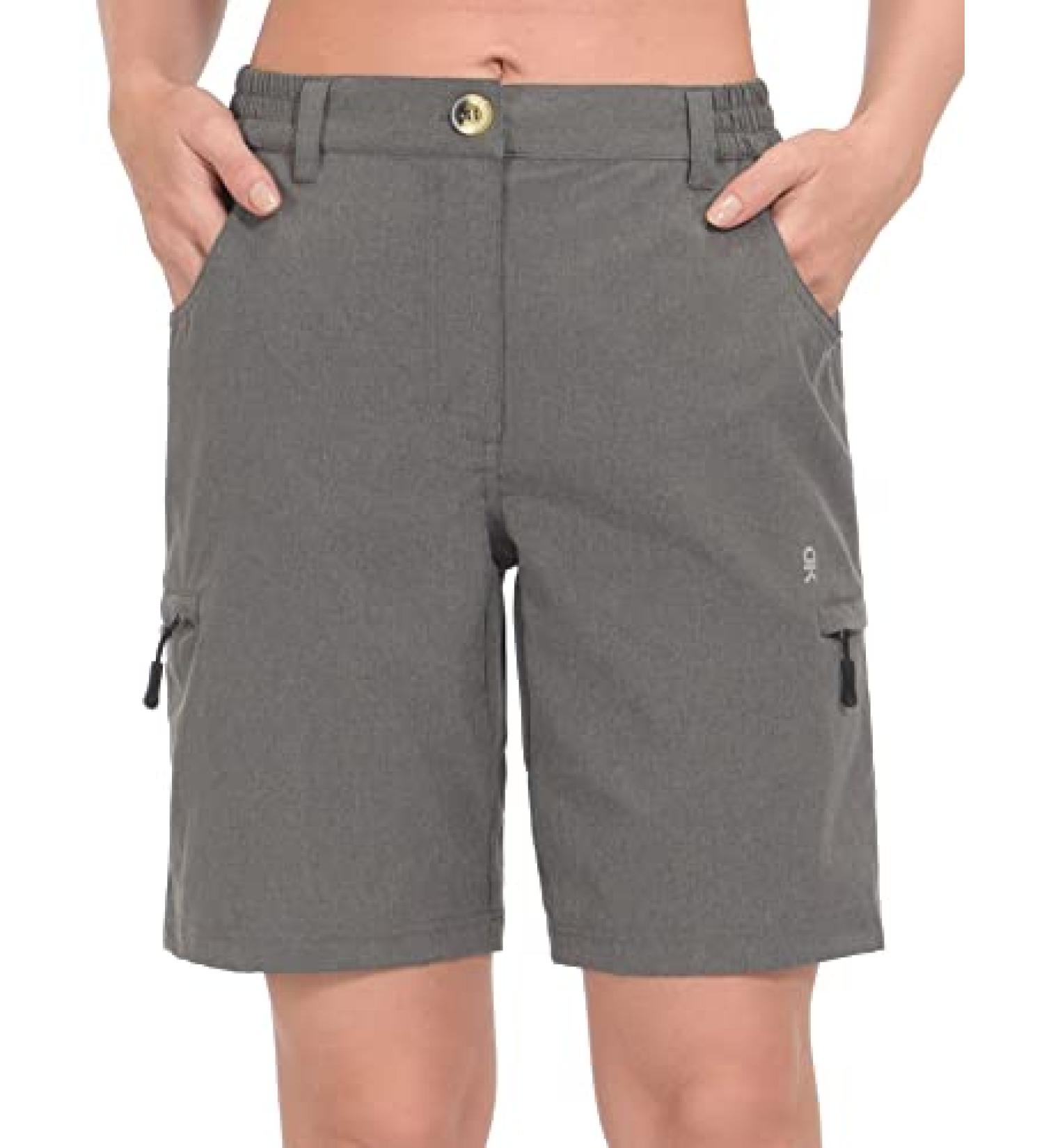 Little Donkey Andy Women's 9 Inseam Golf Shorts - Lightweight Quick Dry Hiking Shorts - Zippered Pockets - Gray Heather Large - Buy Online on GoSupps.com