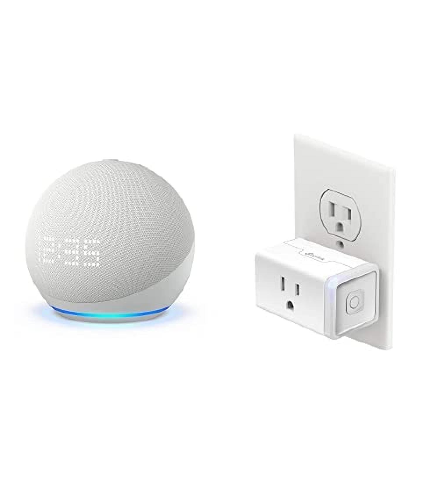 Echo Dot (5th Gen) with Clock & Kasa Smart Plug Mini Bundle - Glacier White - Buy Online on GoSupps.com