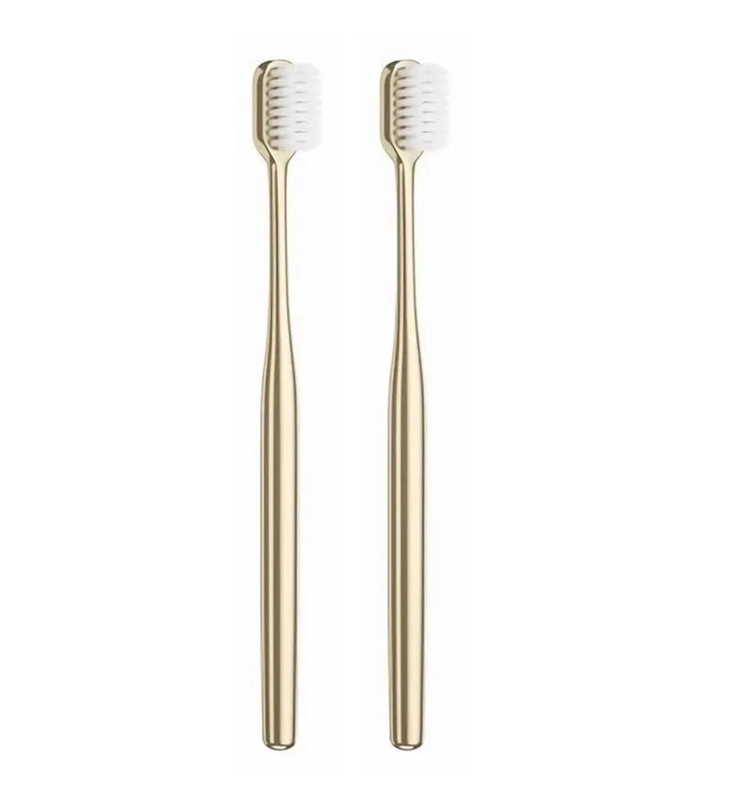 AD-BCRBgen 2/1 Deluxe Soft Bristle Toothbrush for Men - Gold Tooth Cleaning Care 2pcs White - Buy Online on GoSupps.com