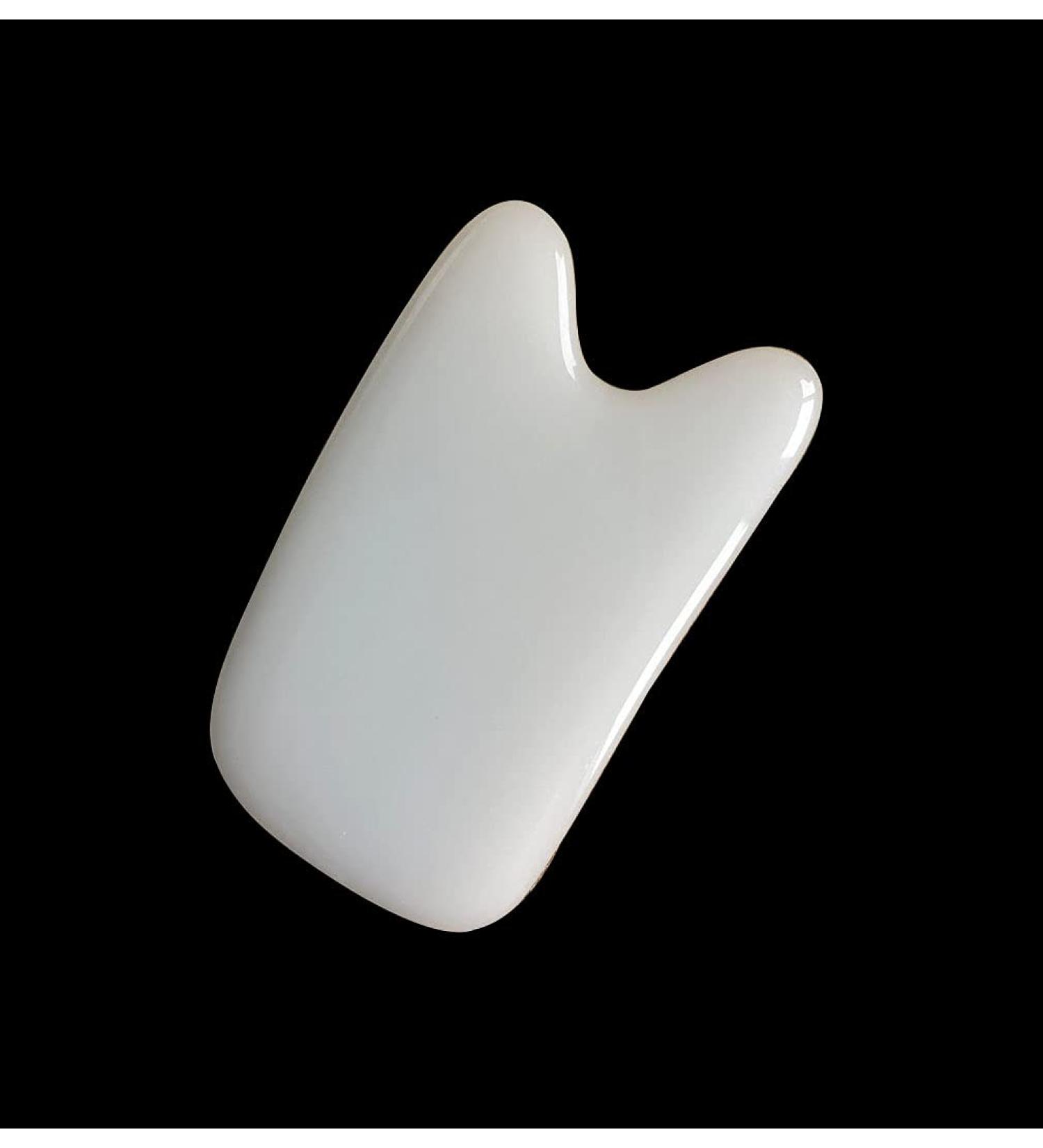 Natural Stone Triangle-Shape Guasha Board Traditional Scraper Tool for Body Spa Skin Jade Stone for Face to Lift Decrease Puffiness and Tighten