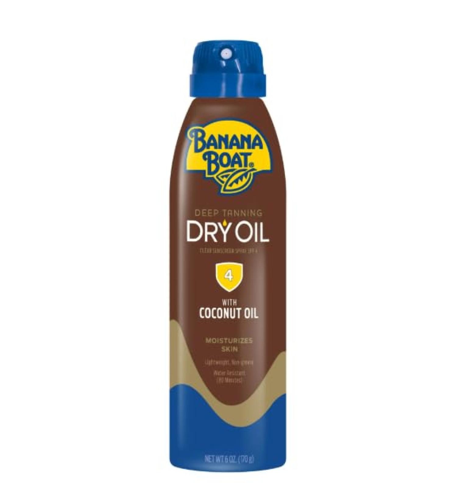 Banana Boat Deep Tanning Oil Spray SPF 4 Clear Dry Sunscreen Spray Dark Tanning Oil 6 oz (Pack of 1)