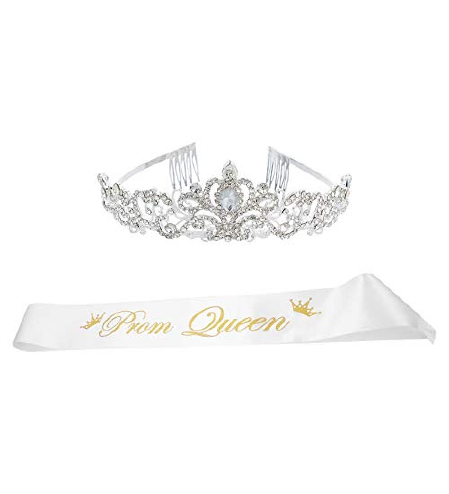 TOYANDONA Prom Queen Sash and Tiara Set - Rhinestone Crystal Crown for Birthday, Wedding, Graduation Party - Buy Online on GoSupps.com