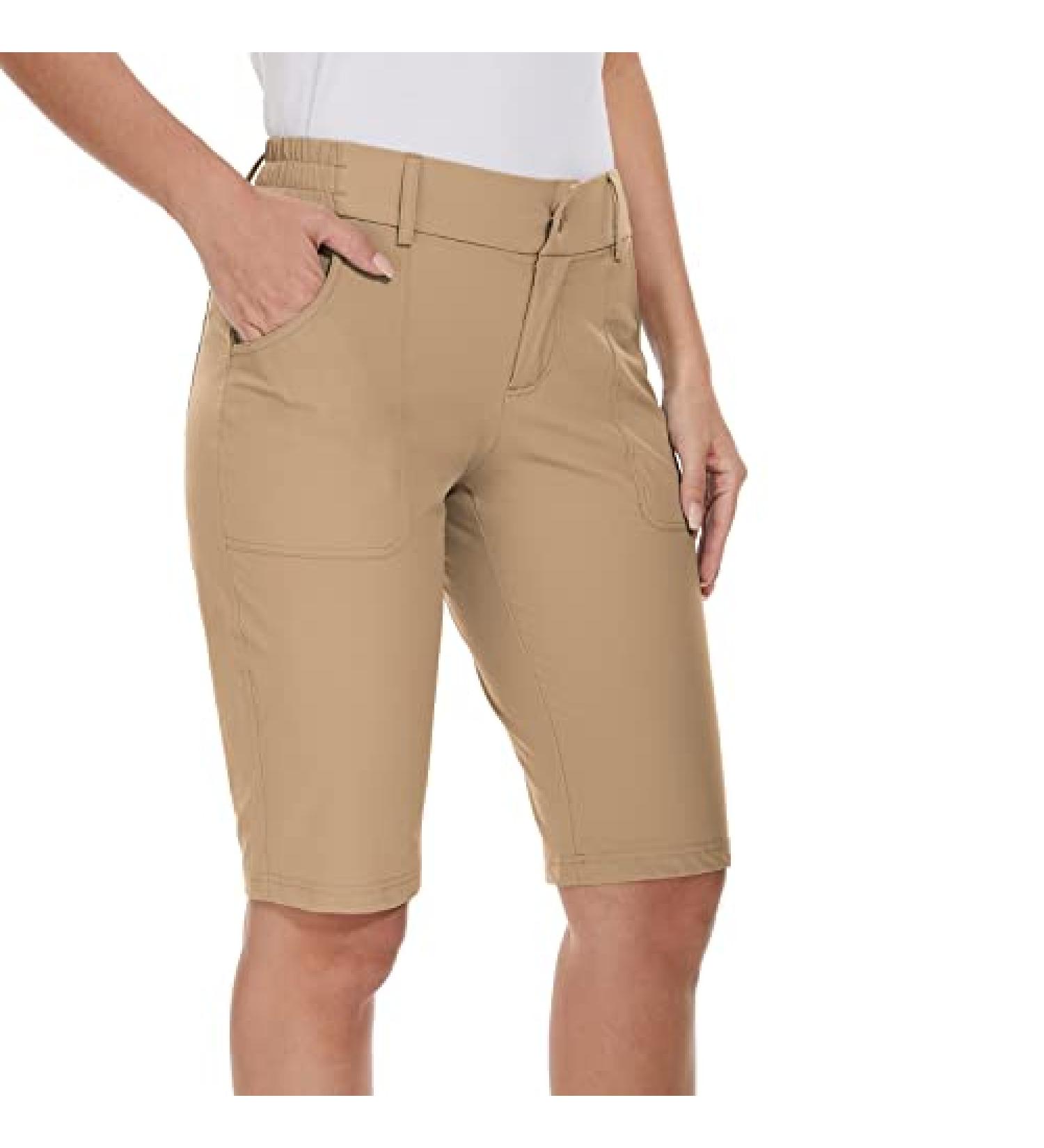 M MOEEPI Women's Khaki Golf Hiking Shorts - Quick Dry Knee-Length Stretch Shorts with Pockets | XX-Large - Buy Online on GoSupps.com