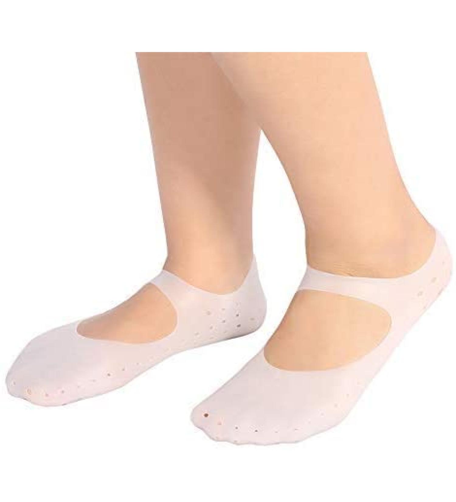 Silicone Moisturizing Socks for Men & Women - Non-Slip Anti-Split (2 Pack Large White) - Buy Online on GoSupps.com