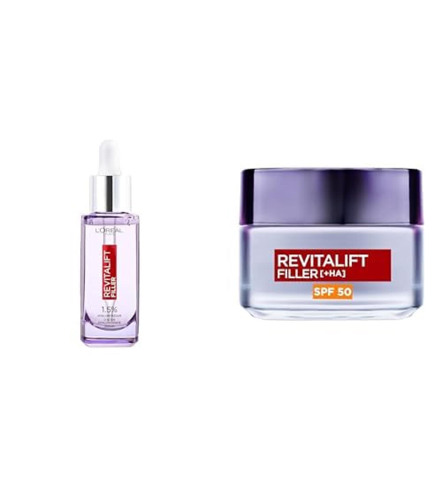  L'Oreal Paris L'Or al Paris Revitalift Filler Serum with 1.5% Hyaluronic Acid - 30ml set with Revitalift Filler Day Cream SPF50 - Buy Online on GoSupps.com