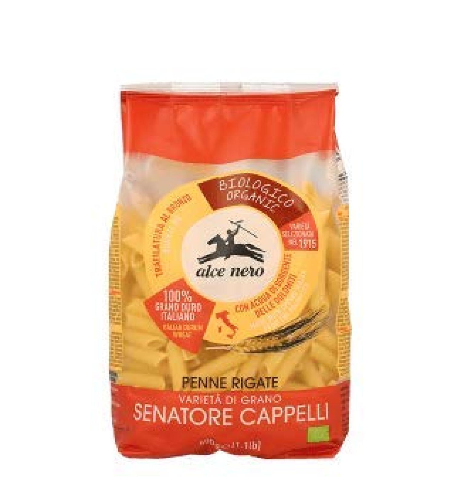 Alce Nero 4 x 500g "Original" Italian Organic Semolina Pasta Grano Senator Hats (Striped Penne)