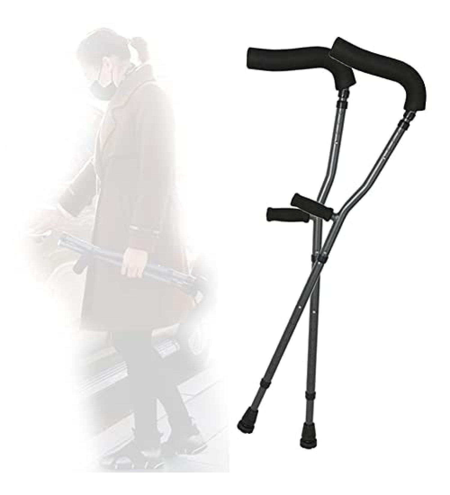 SilteD Folding Crutches Ergonomic Underarm Crutch Youth/Adult/Tall Adult Aluminum Crutches for Adults and Children with Heights 145-180cm - Buy Online on GoSupps.com