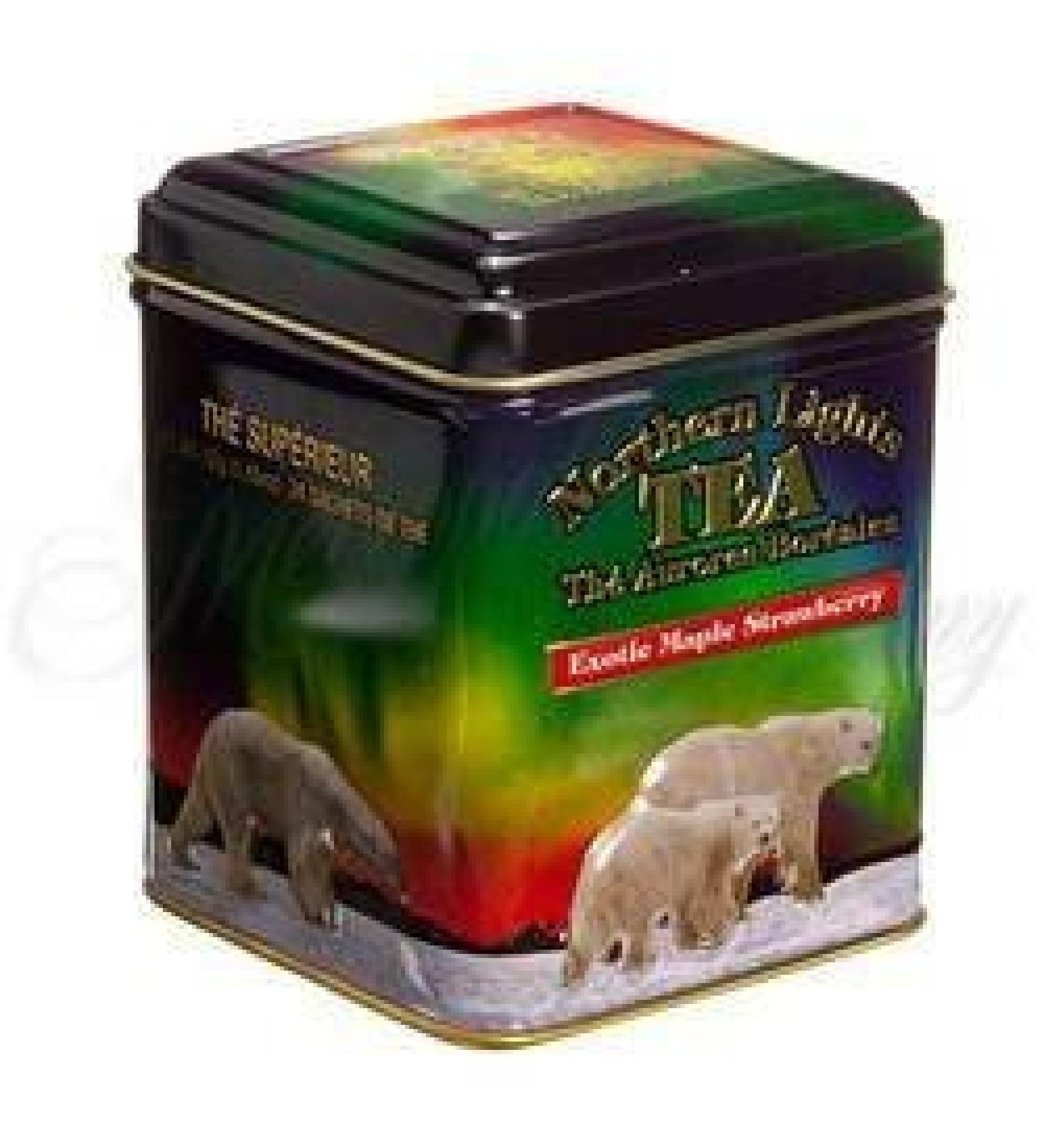 Metropolitan Tea Company Northern Lights Exotic Maple Strawberry Tea in Tin Box with 24 Teabags