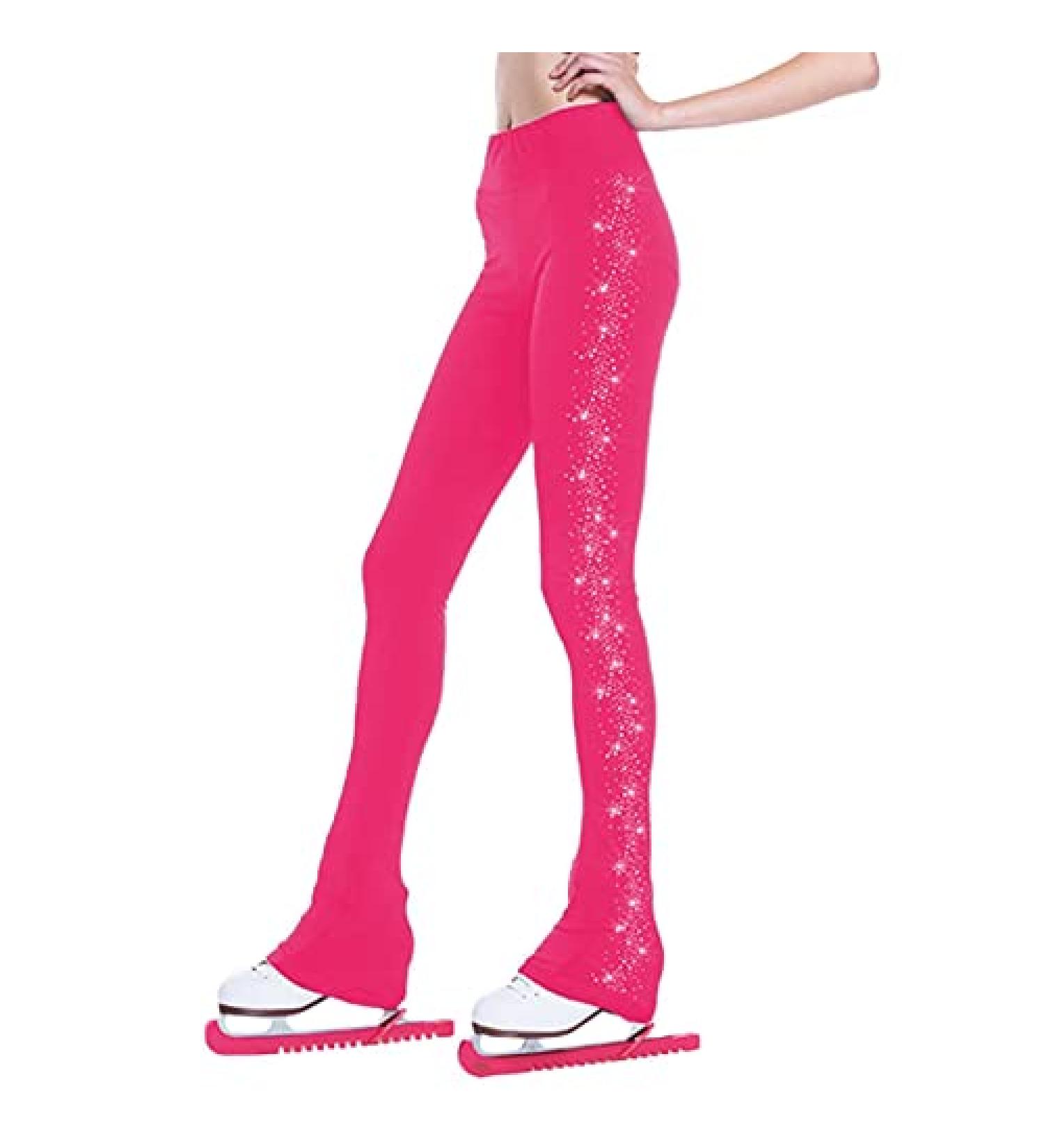 Women's/Girls' Shiny Rhinestone Figure Skating Practice Pants | Warm Fleece | Pink XS-XSmall - Buy Online on GoSupps.com