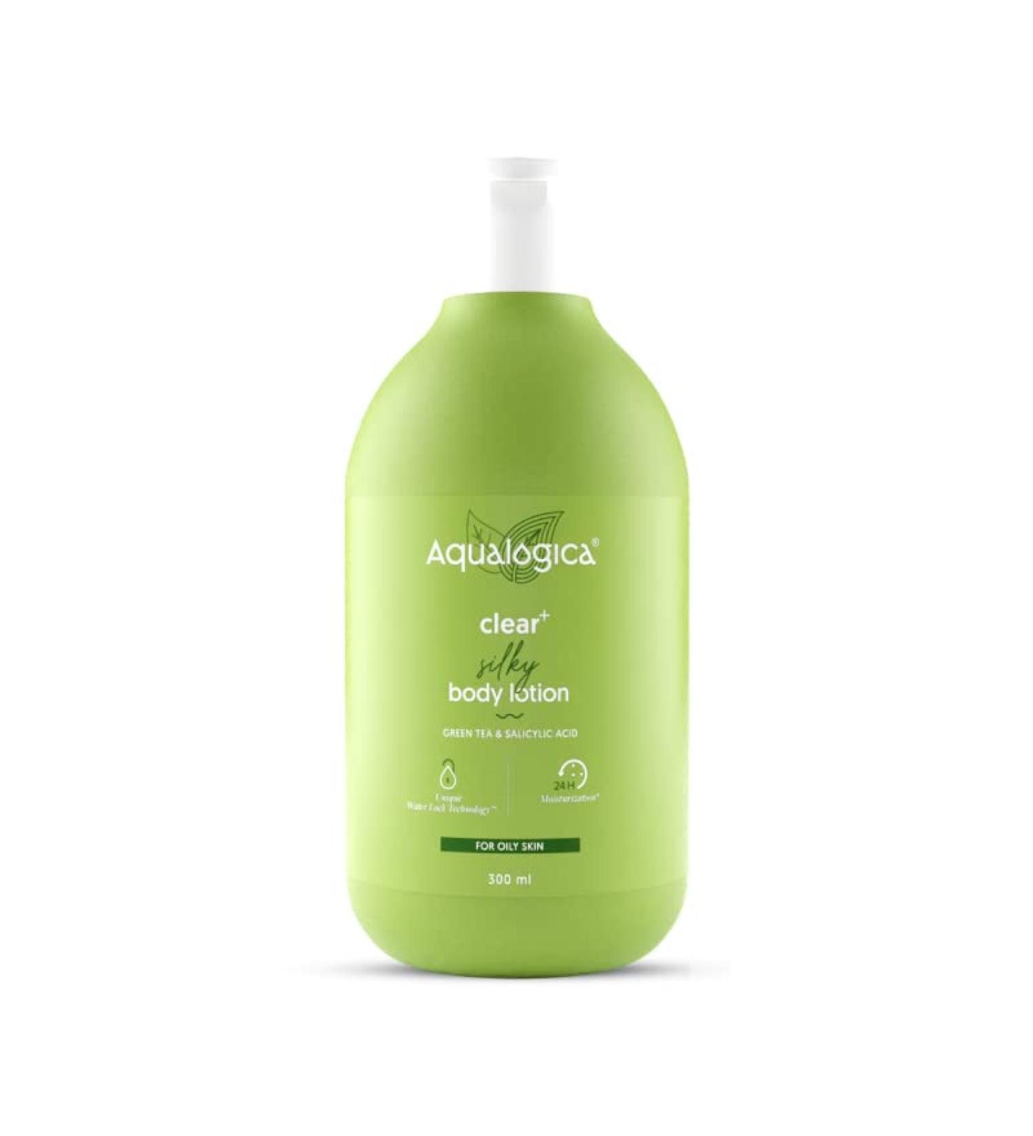 Clear+ Silky Body Lotion for Oily Skin | Green Tea & Salicylic Acid | 24-Hour Moisturization | Relieves Body Acne & Itching | 10.14 Fl Oz - Shop Internationally - Buy Online on GoSupps.com