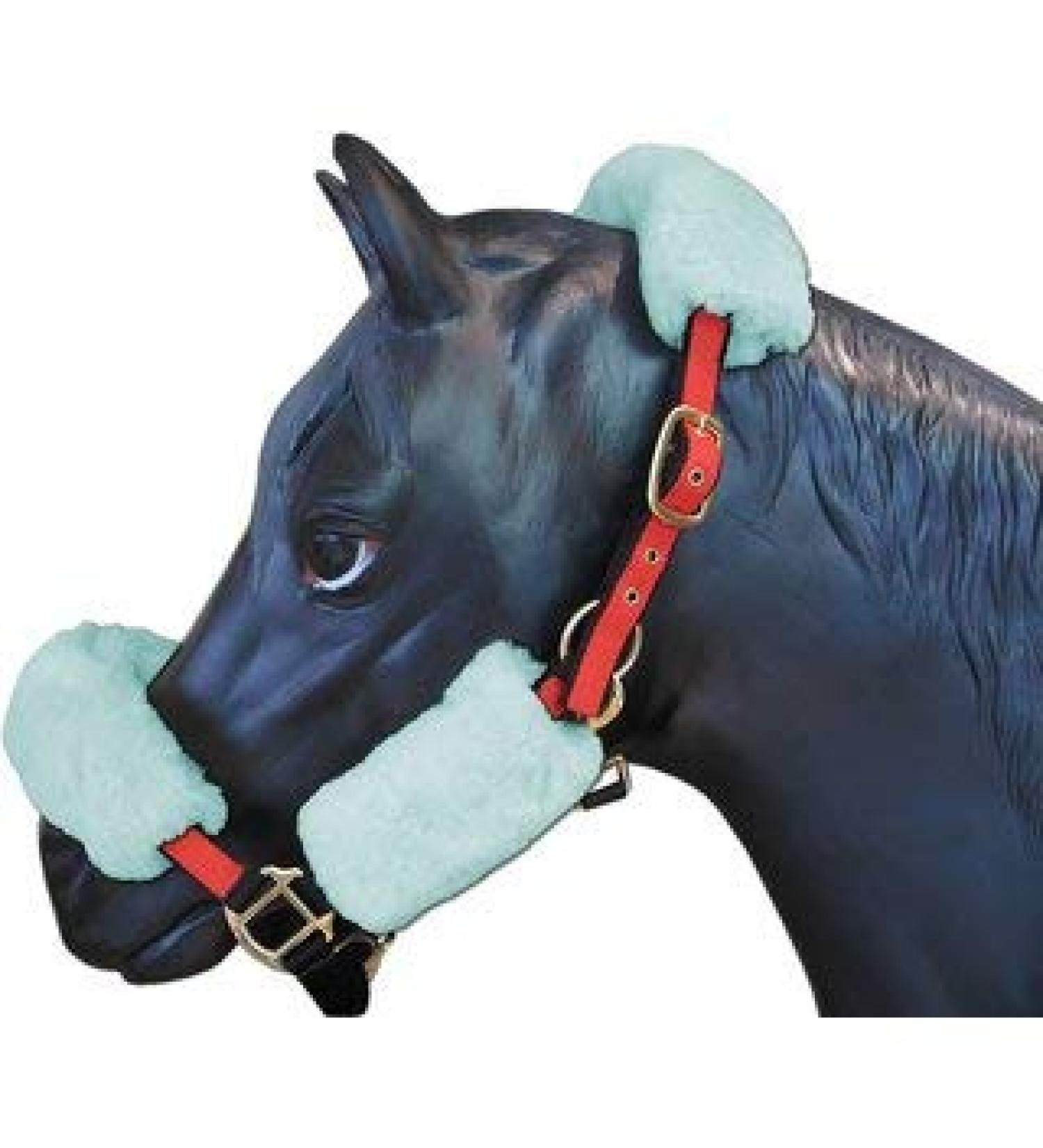 Angel Reitsport Halfter Set (4-pc.) Incl. Nasal saver neck saver and 2x cheek covers Set4 Color: 12 Lambskin colors for choice sky blue