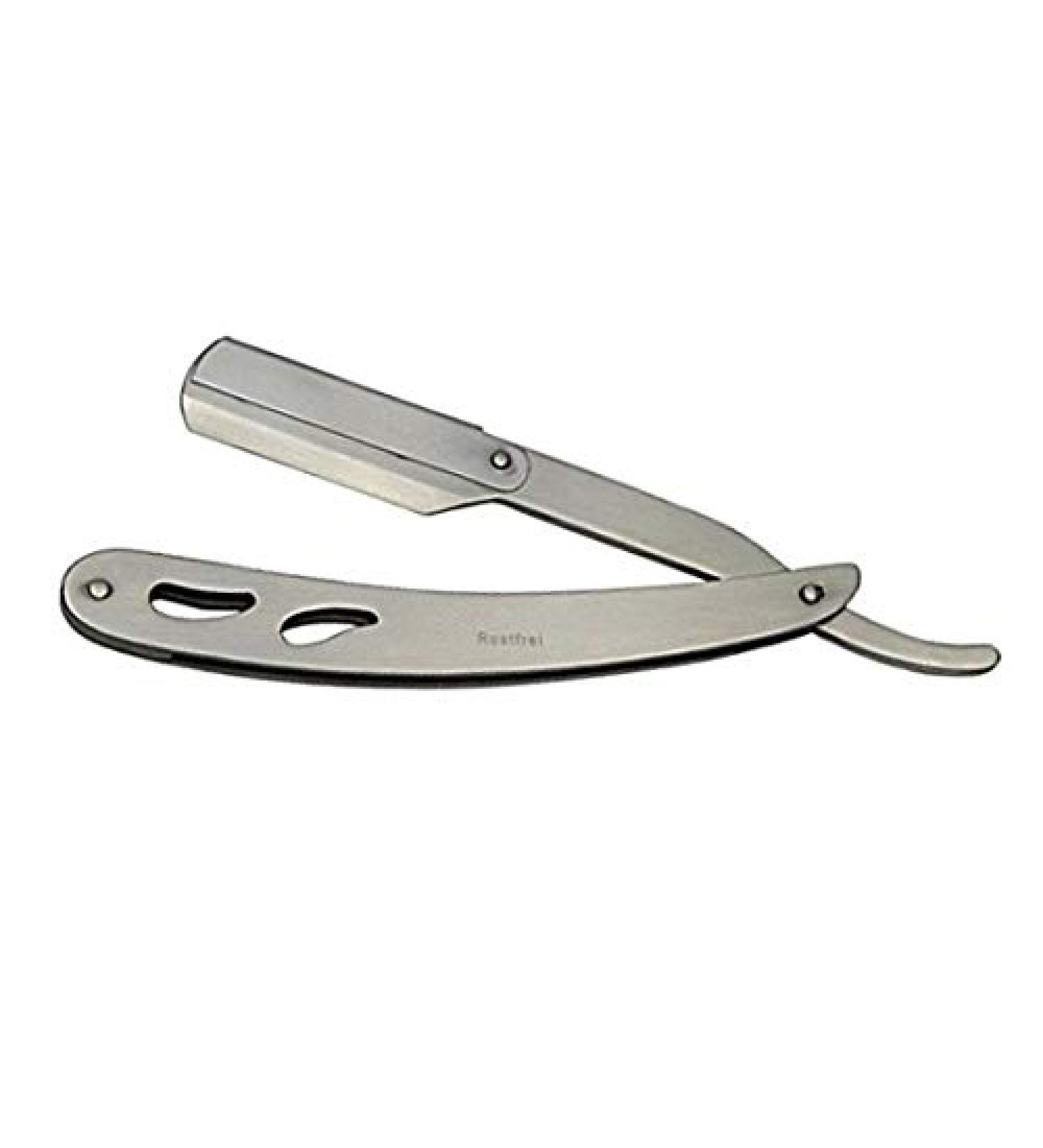 Compact stainless steel razor with interchangeable blade