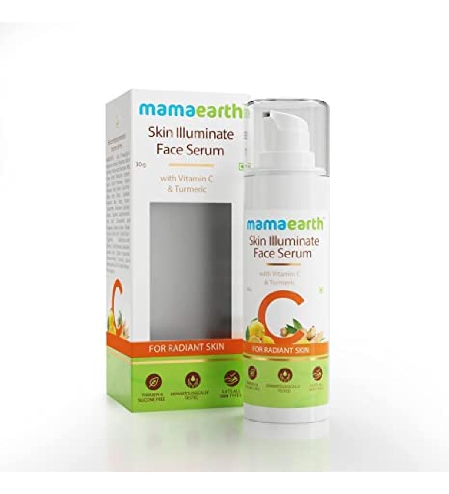 Fett MamaearthS Skin Illuminate Vitamin C Face Serum For Glowing and Radiant Skin with High Potency Vitamin C & Turmeric For Men and Women 30 g 0.04 Ounce (Pack of 1) 1