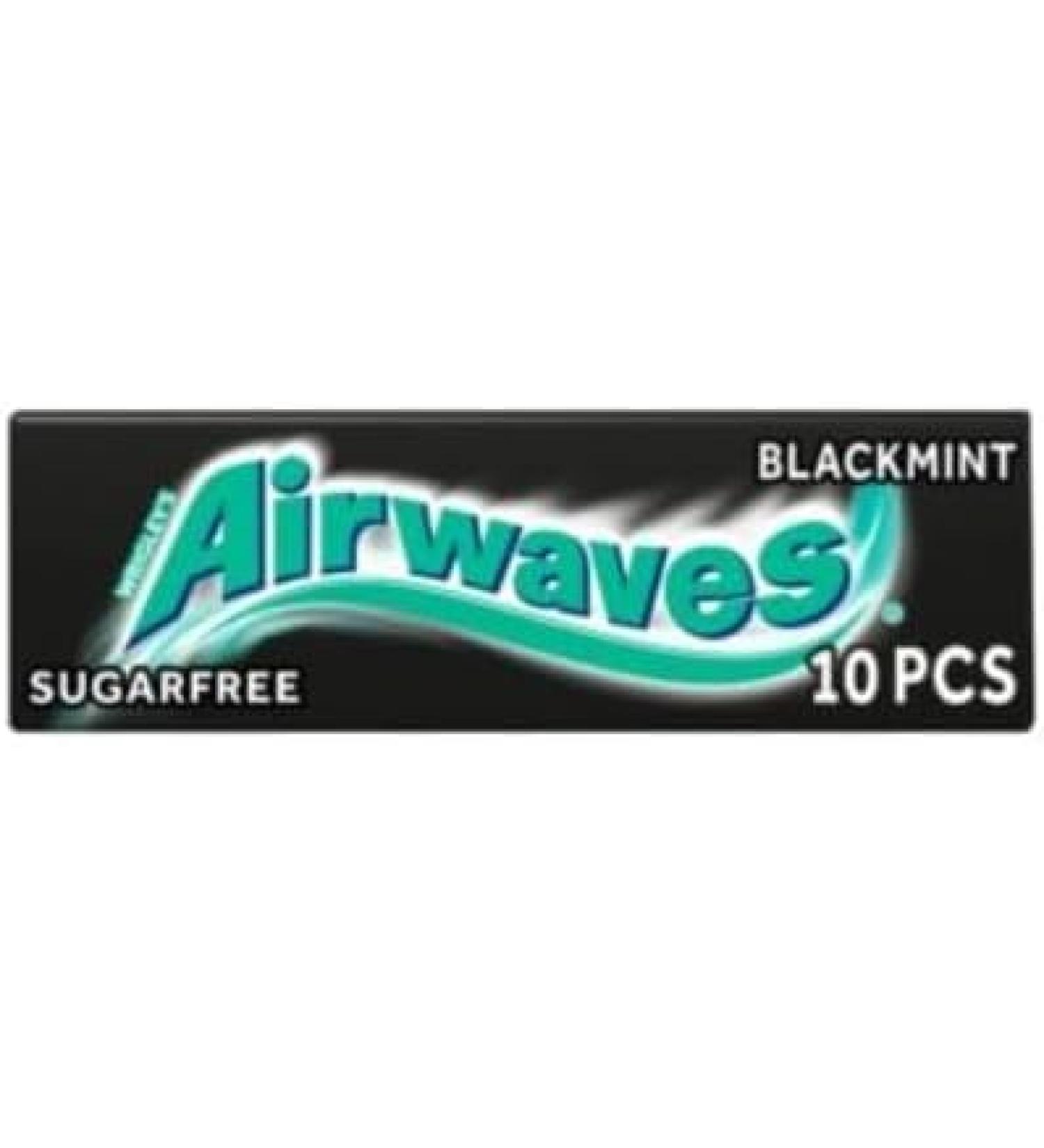 Wrigley's Airwaves Sugarfree Gum - Black Mint (10 per Pack x 5) Helps keep Teeth Clean And Mouth Fresh - Buy Online on GoSupps.com