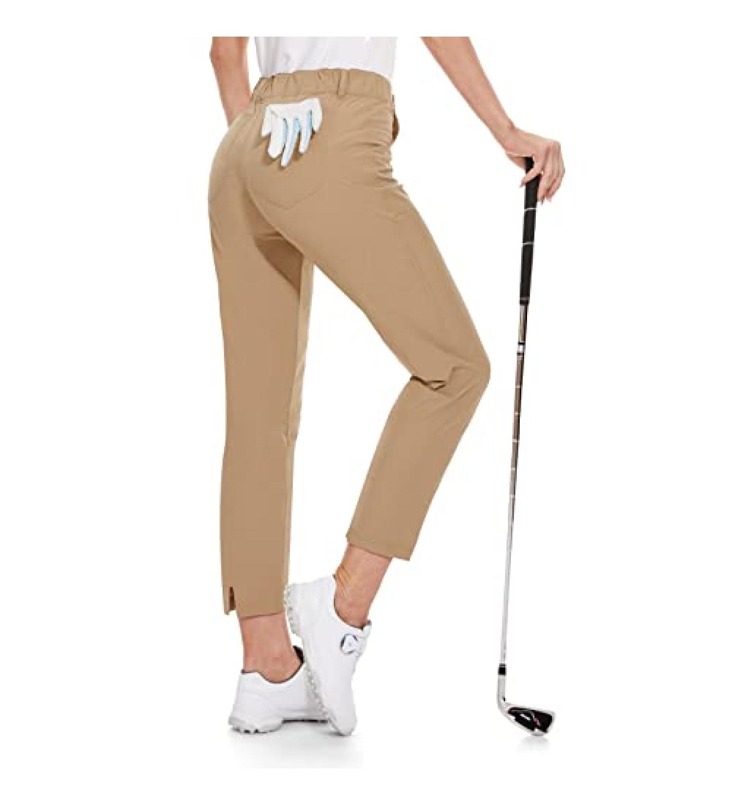 MOTEEPI Women's Lightweight Stretch Golf Pants with Pockets - Khaki Large | Slim Fit Golf Apparel for Work and Hiking - Buy Online on GoSupps.com