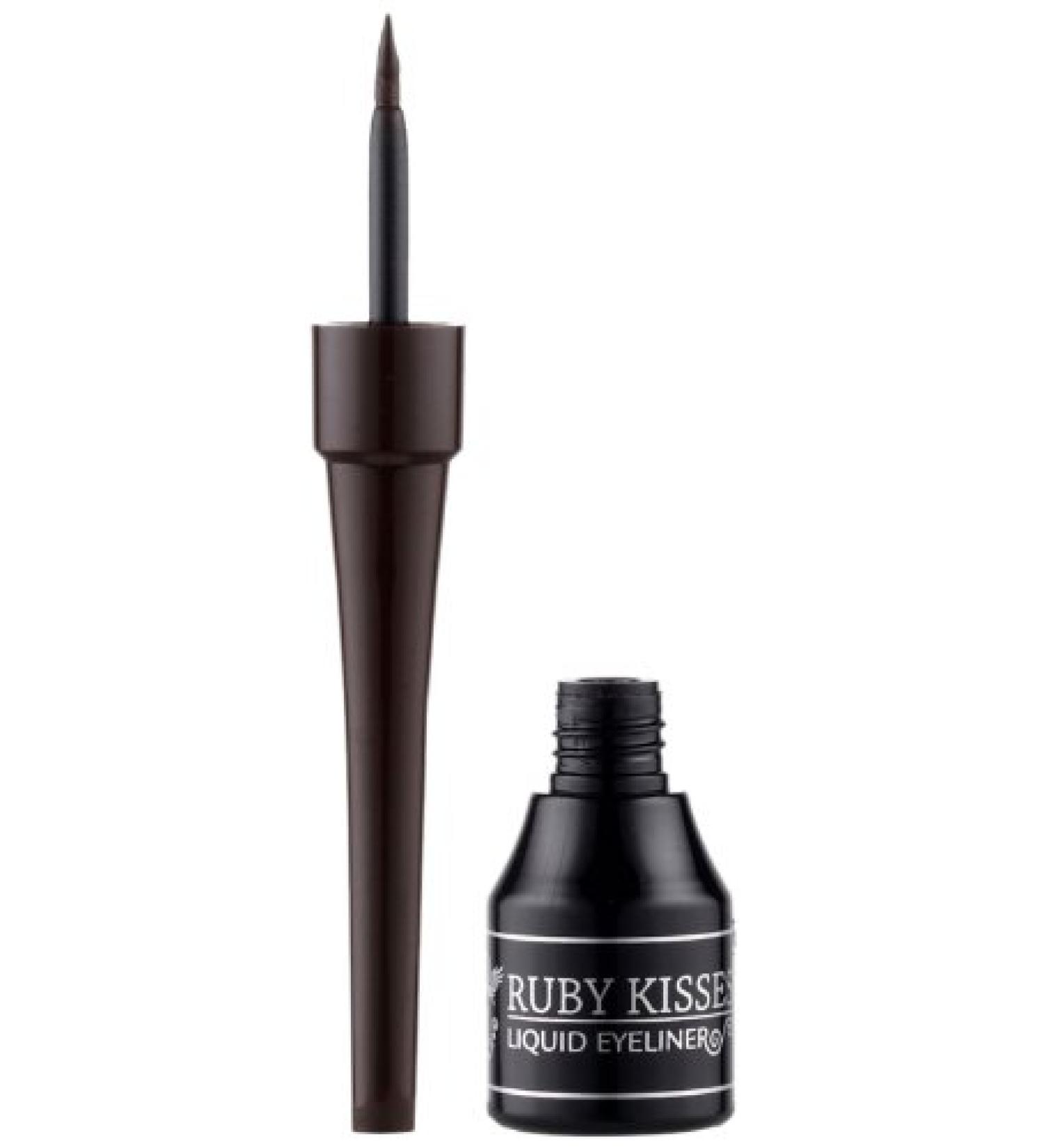 Ruby Kisses Classic Liquid Eyeliner  Smudgeproof Long Lasting Eye Makeup with Felt-Tip Applicator (1 PACK  Chocolate) 0.10 Fl Oz (Pack of 1) Chocolate