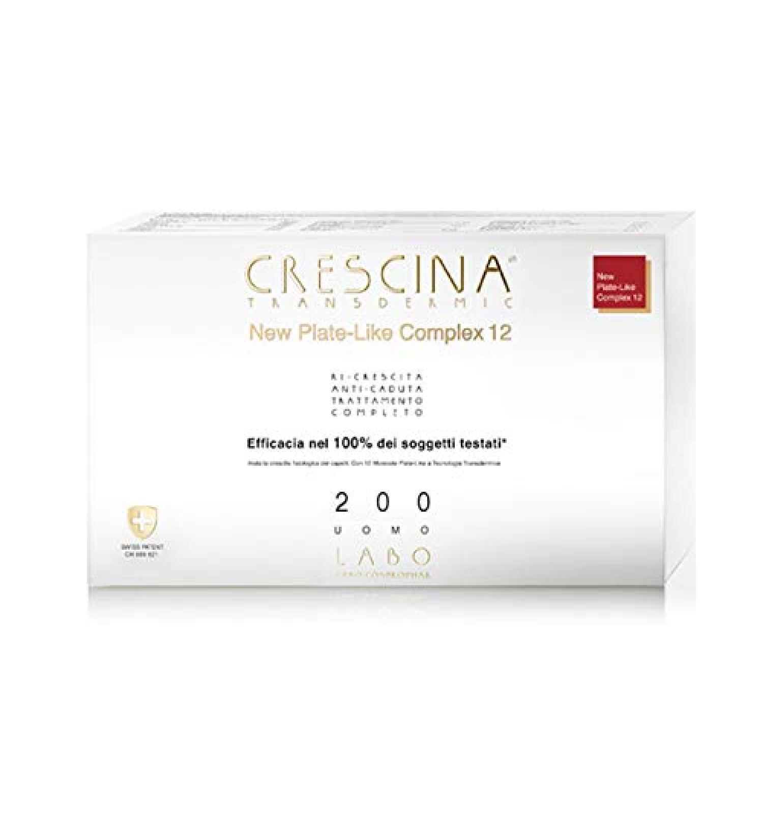 Labo Crescina Transdermic New Plate-Like Complete Treatment for Growth and Anti-Hair Loss 200 Men 10 + 10 Ampoules