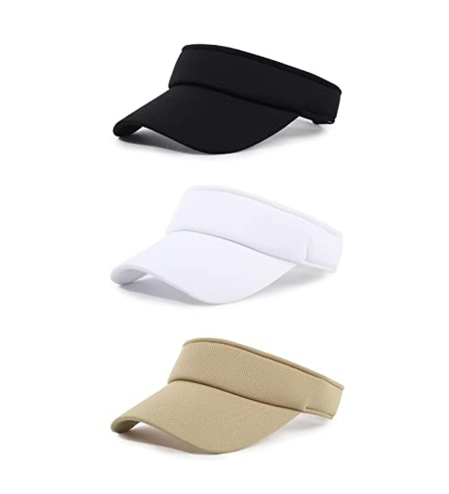 NTLWKR Sun Visor Hat Outdoor Sports Cap - Adjustable Velcro - Unisex - Black/White/Khaki - Buy Online on GoSupps.com