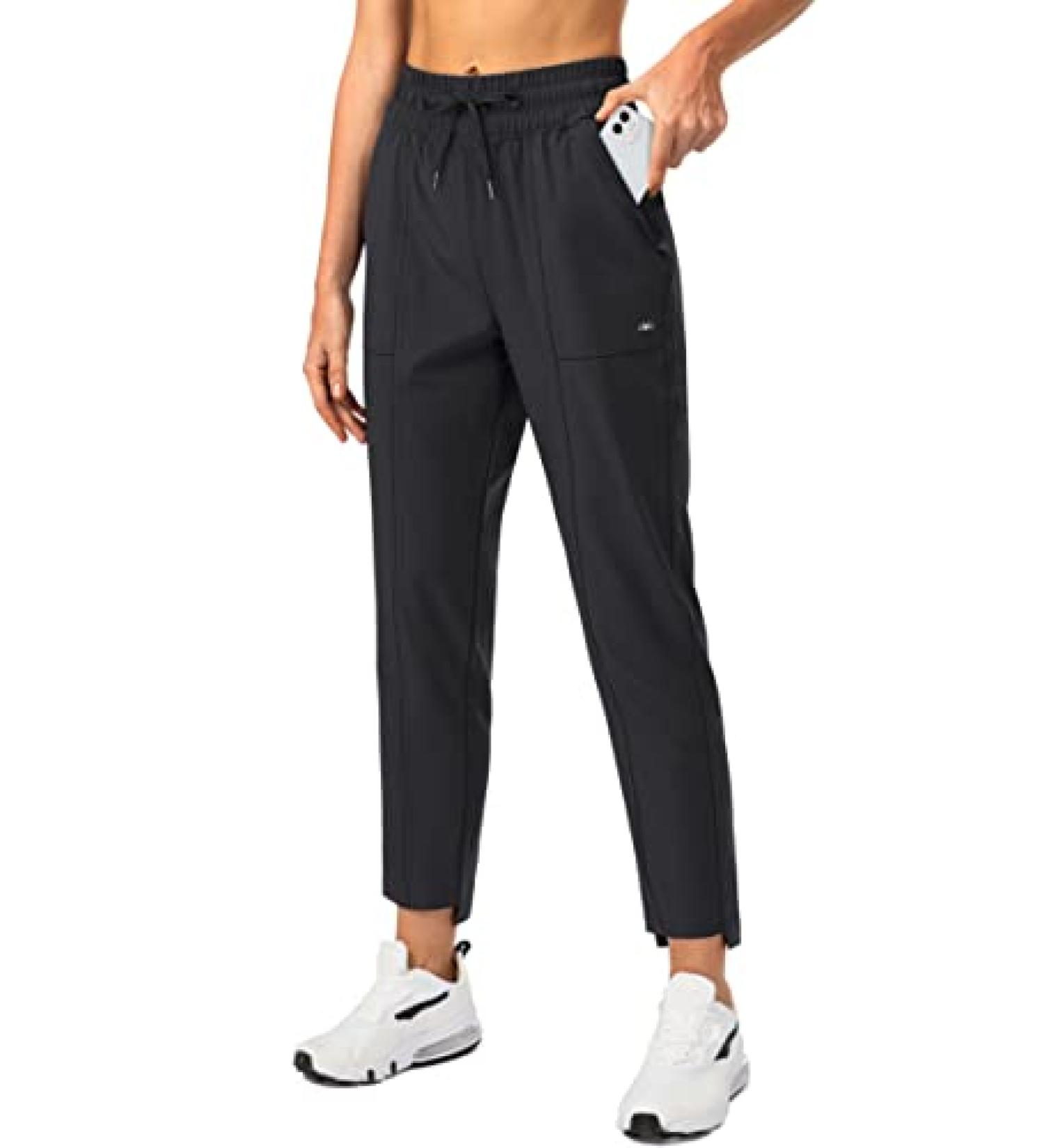 Obla Women's Lightweight Golf Pants | High Waisted Casual Track Work Ankle Pants - Black Large - Buy Online on GoSupps.com