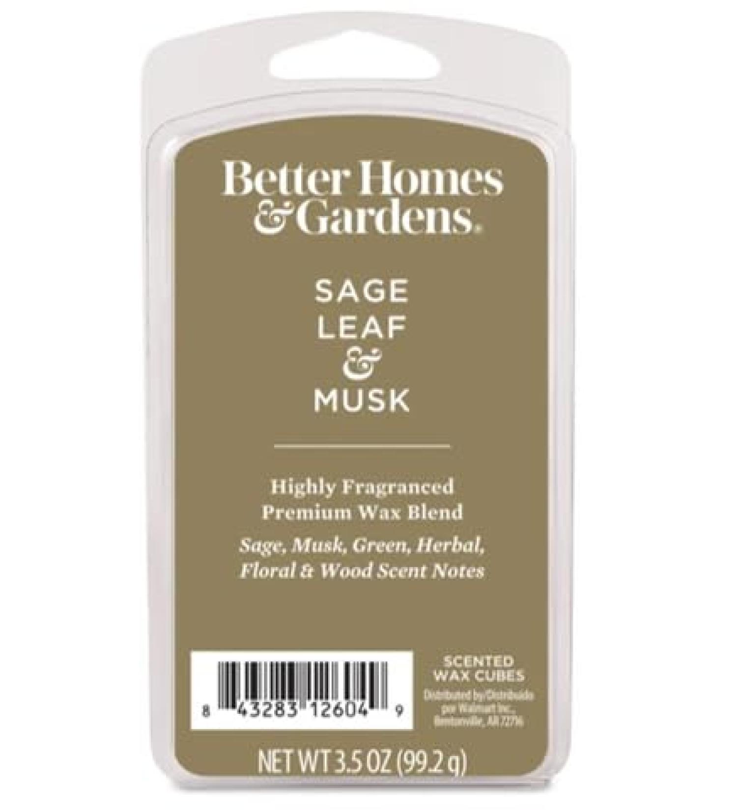 Better Homes & Gardens Sage Leaf & Musk Wax Melts - 3.5 oz Floral & Wood Scent for Home & Office - Perfect for Living Room Bathroom Bedroom & Study - Buy Online on GoSupps.com