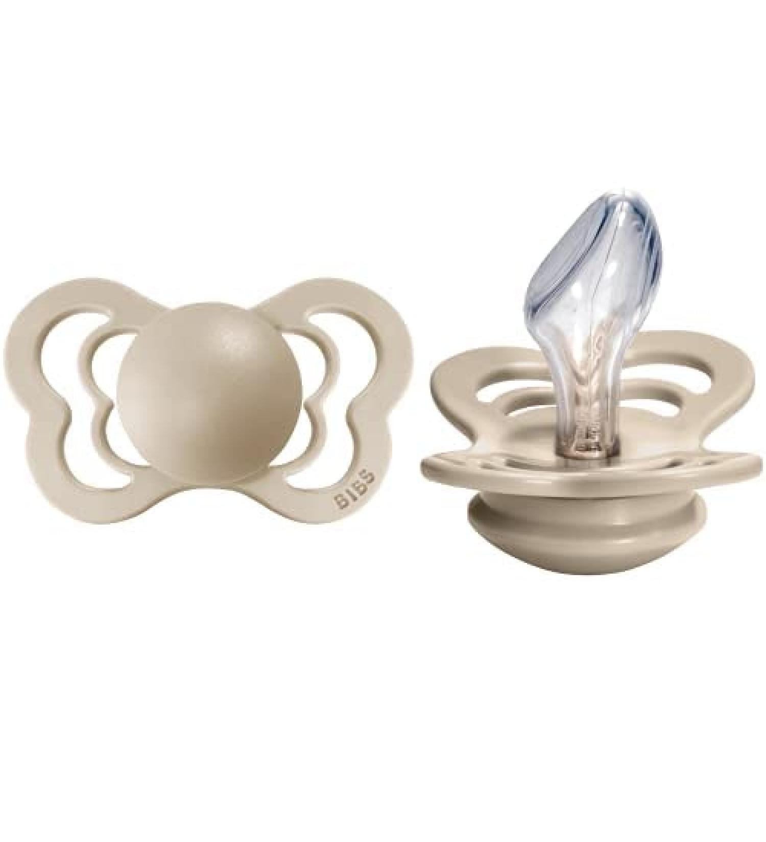 Couture Collection BIBS Pacifiers | BPA-Free Baby Soothers from Denmark | Set of 2 Vanilla Color Soothers | Size 6-18 Months - Buy Online on GoSupps.com