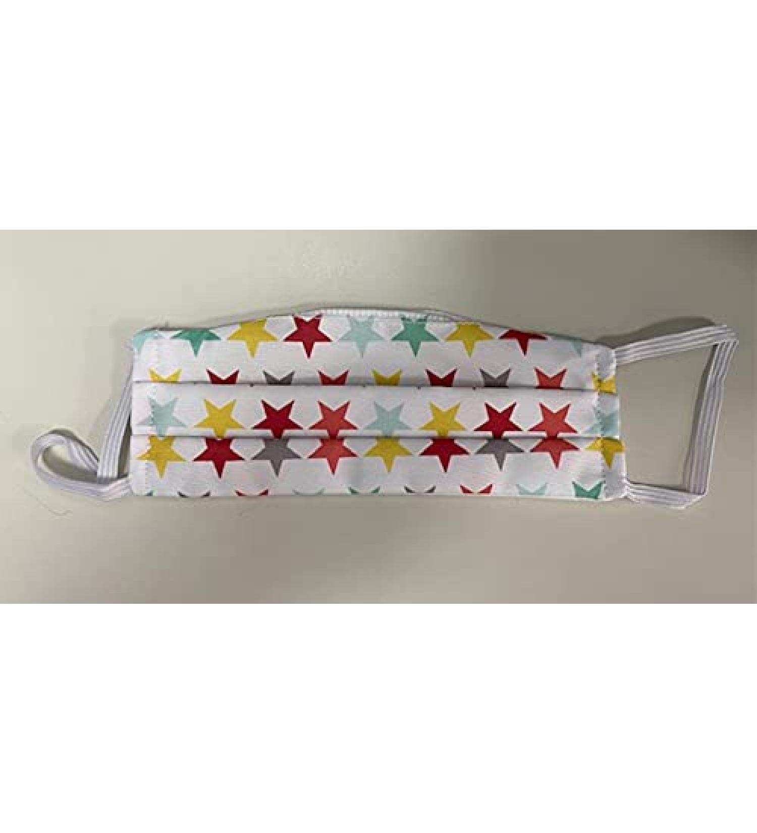 Washable Reusable Fabric Mask for Kids 3-12 Years - 2 Layers White Stars Design - Buy Online on GoSupps.com