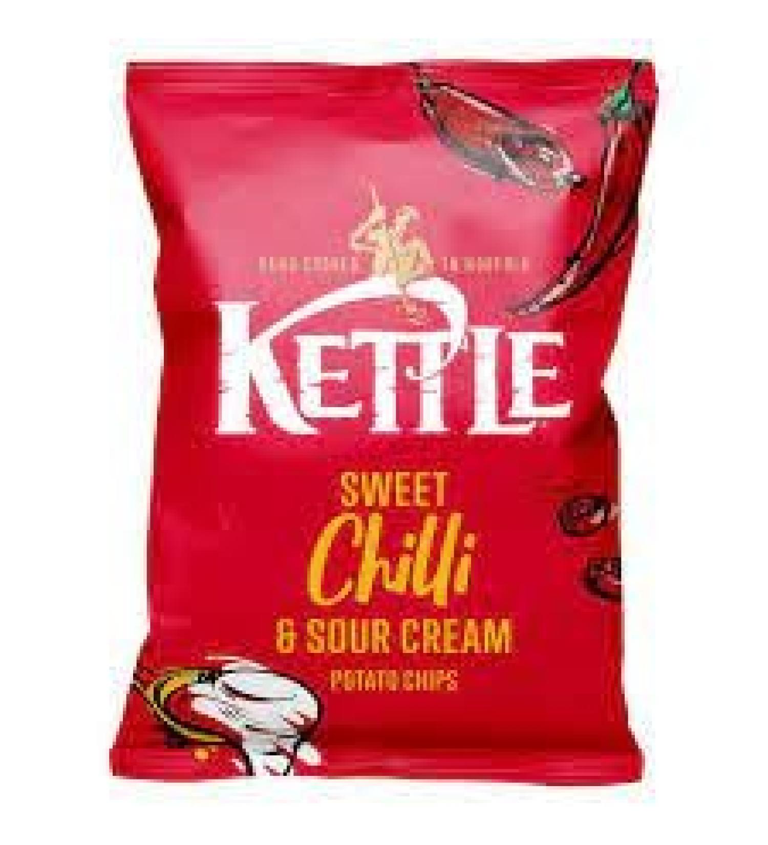 Wowboxme Kettle Handcooked Crunchy Crisps Pack of 12 sharing bags of 130g (sweet chili)