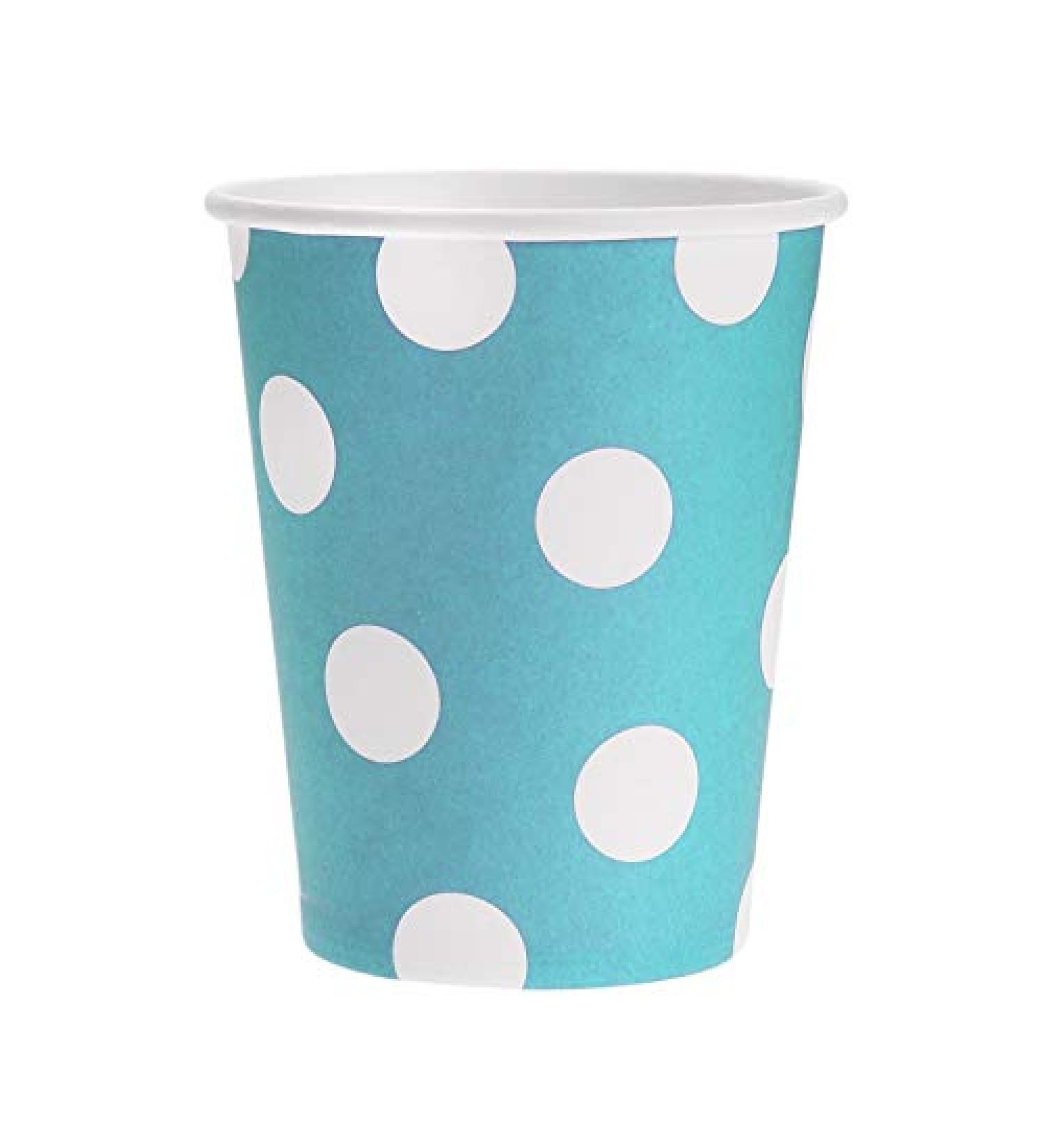 Farbe Blue Polka Dots Pappbecher (6 Pieces) 270 ml