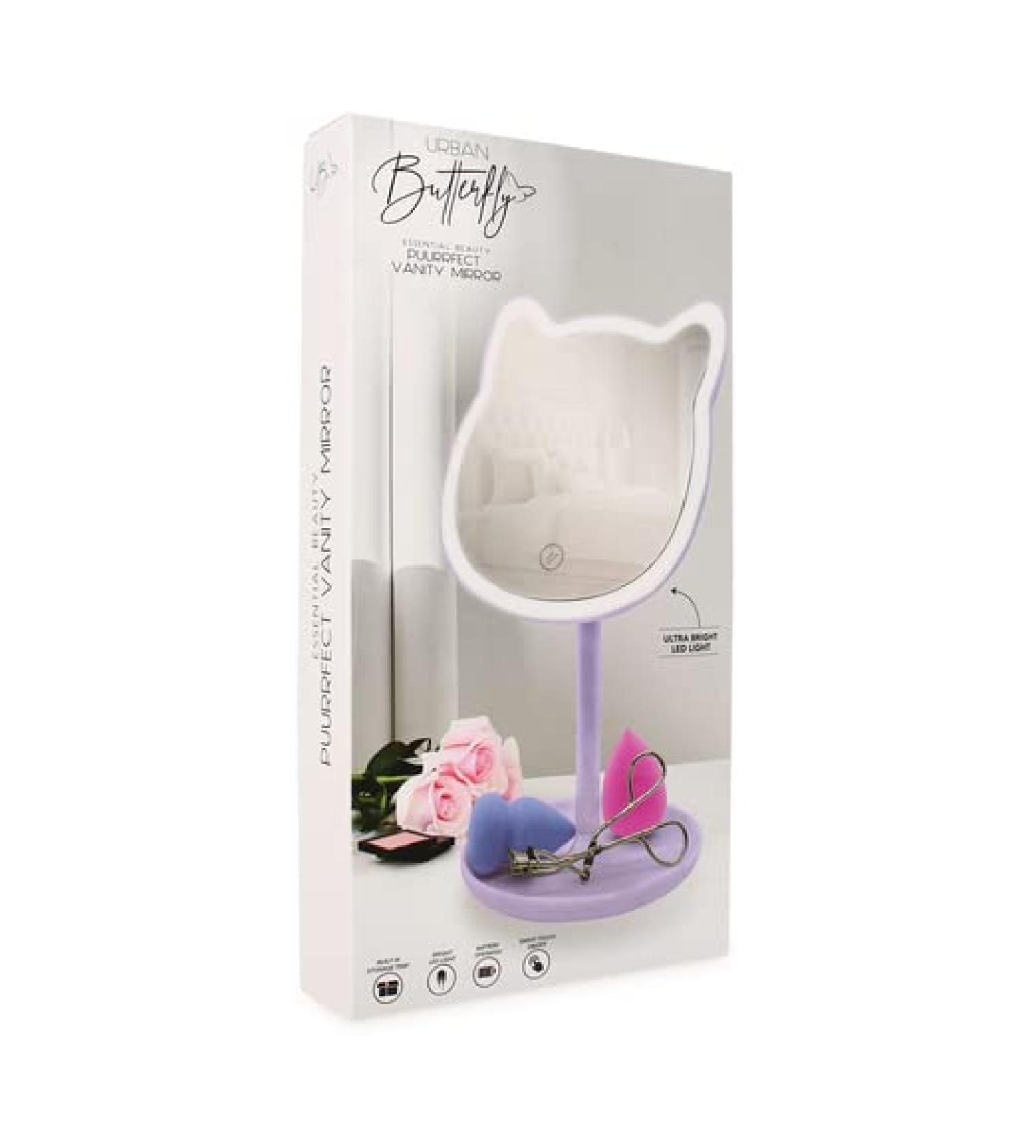 Cat Ears LED Makeup Mirror Violet Purple | Perfect Gift for Teens | Touch Control - Buy Online on GoSupps.com