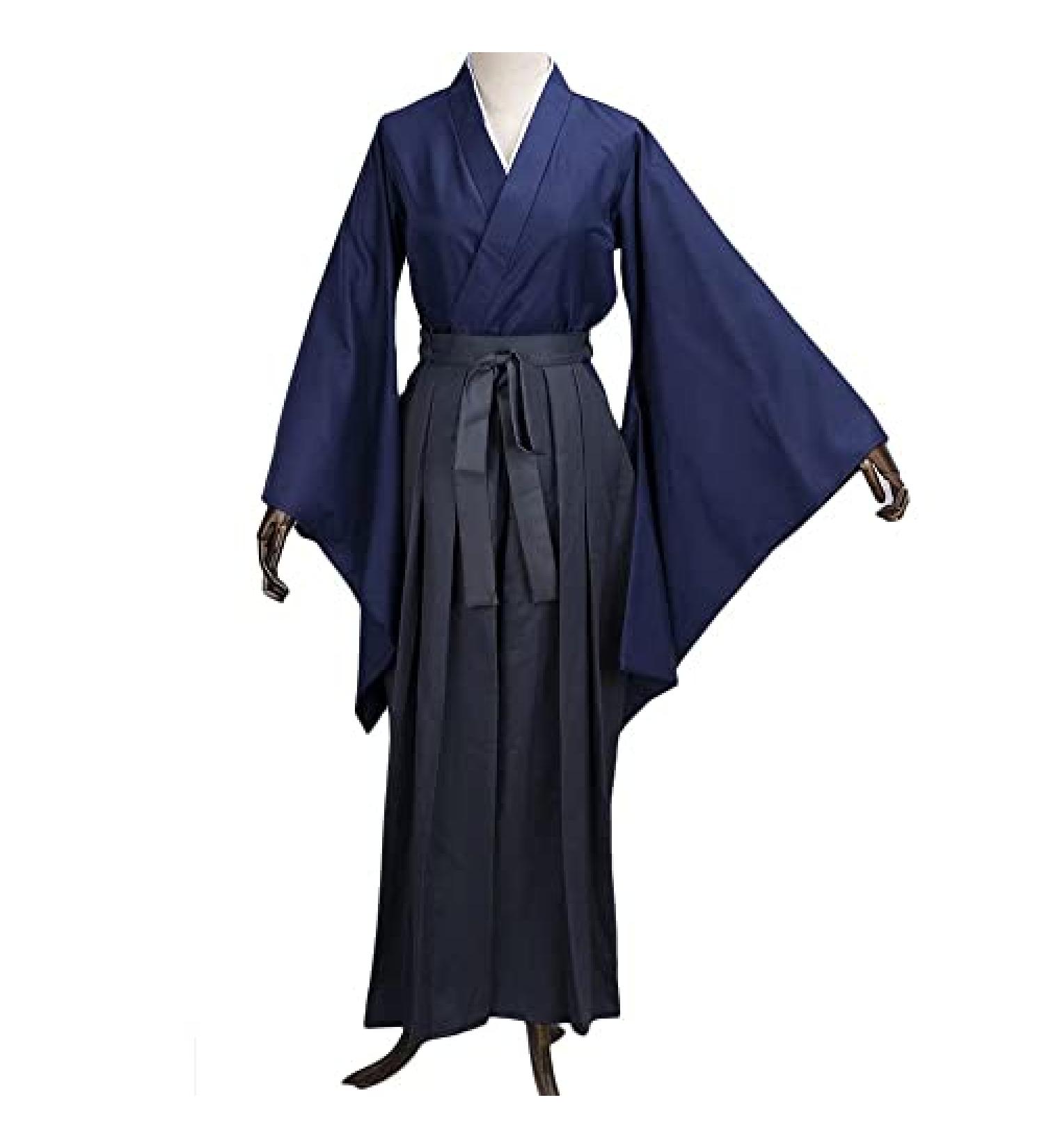 Japanese Unisex Kendo Uniform Set - Traditional Kimono Sportswear for Aikido & Martial Arts | Samurai Costume Cosplay - Large Dark Blue - Buy Online on GoSupps.com