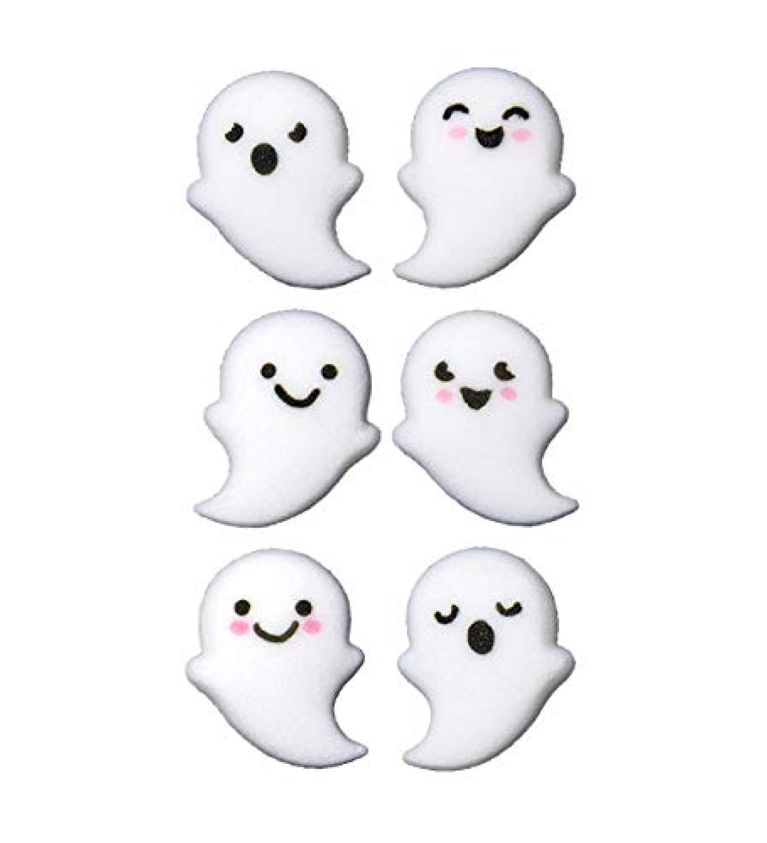 24 Ct. Halloween Ghost Buddies Assortment Edible Sugar Decorations Toppers Cupcake